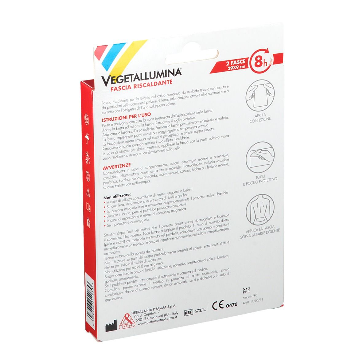 Fasce e cinture Vegetallumina fascia lombare riscaldante 1 pezzo