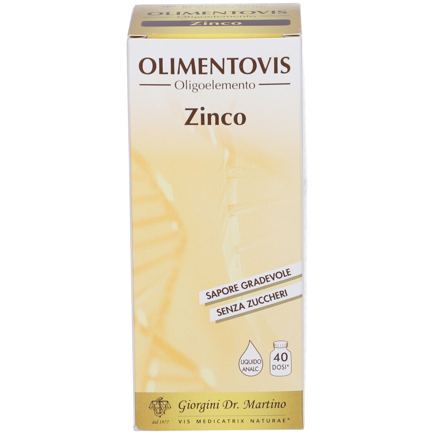 Confezione bianca del prodotto con nome e informazioni del produttore.