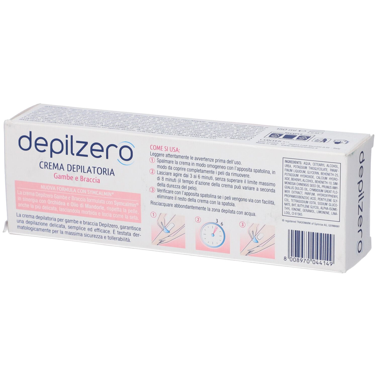 Retro confezione Depilzero Crema Depilatoria con istruzioni e ingredienti.