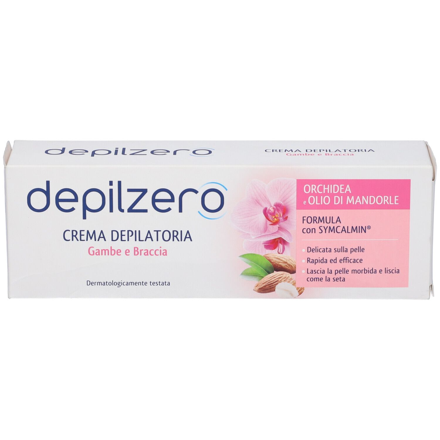 Depilzero Crema Depilatoria Gambe Braccia, formula orchidea e olio di mandorle.