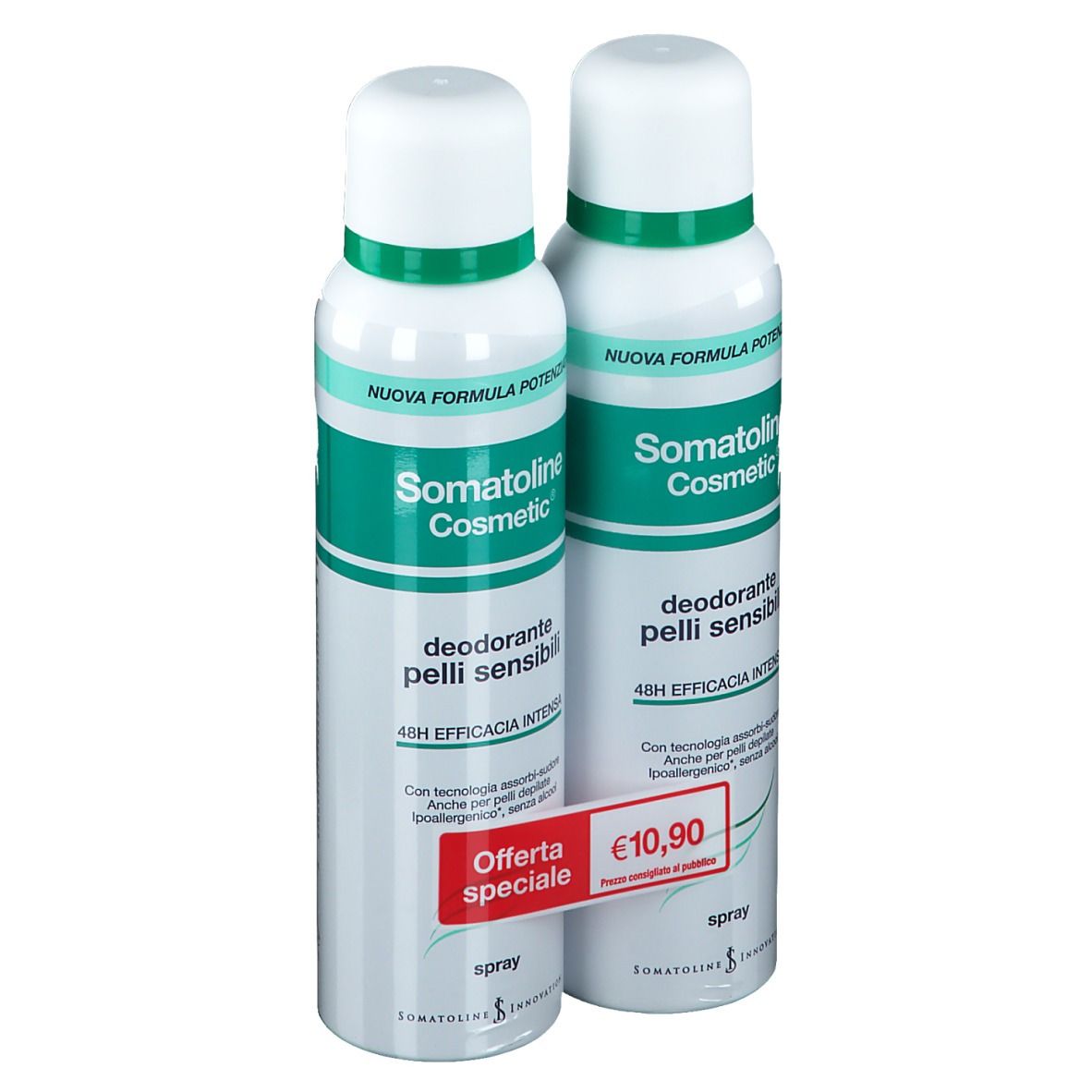 Somatoline Cosmetic® Deodorante Pelli Sensibili Spray, Duo Pack