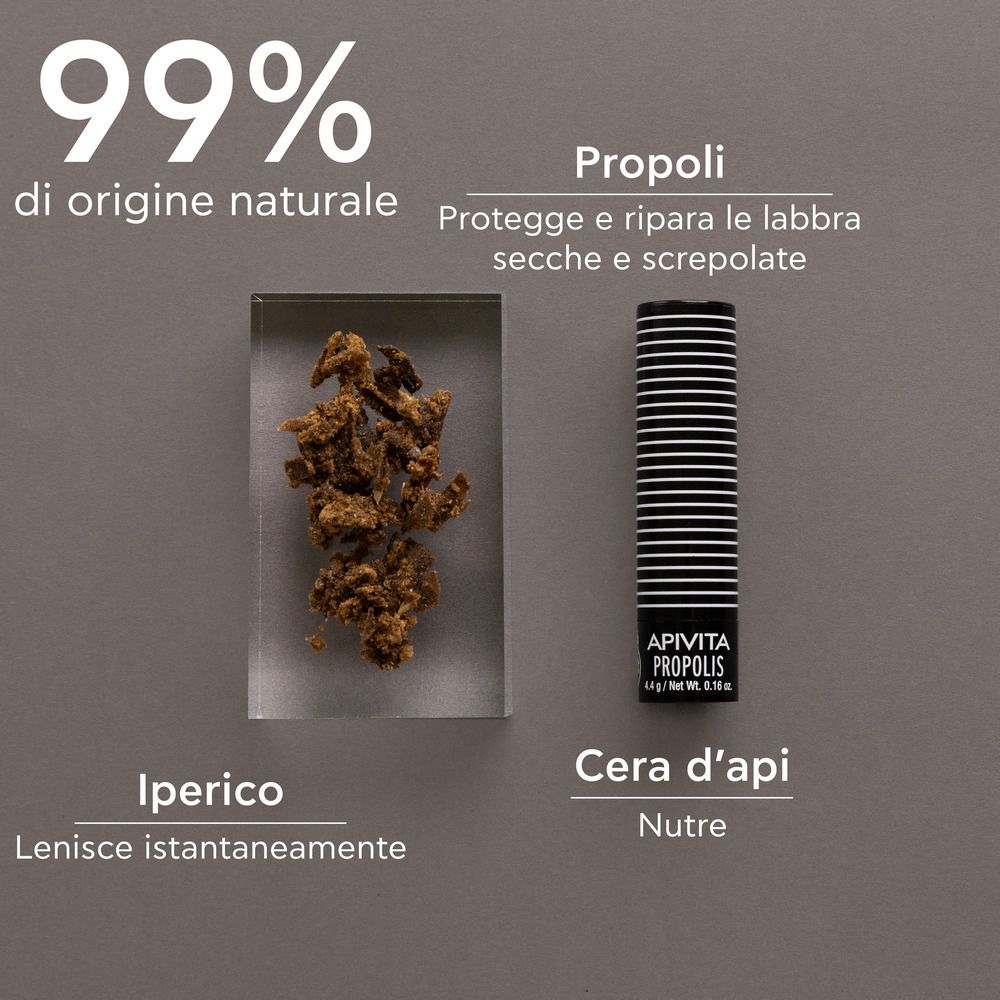 Immagine del prodotto con propoli, iperico e cera d'api. Cura labbra APIVITA PROPOLIS.