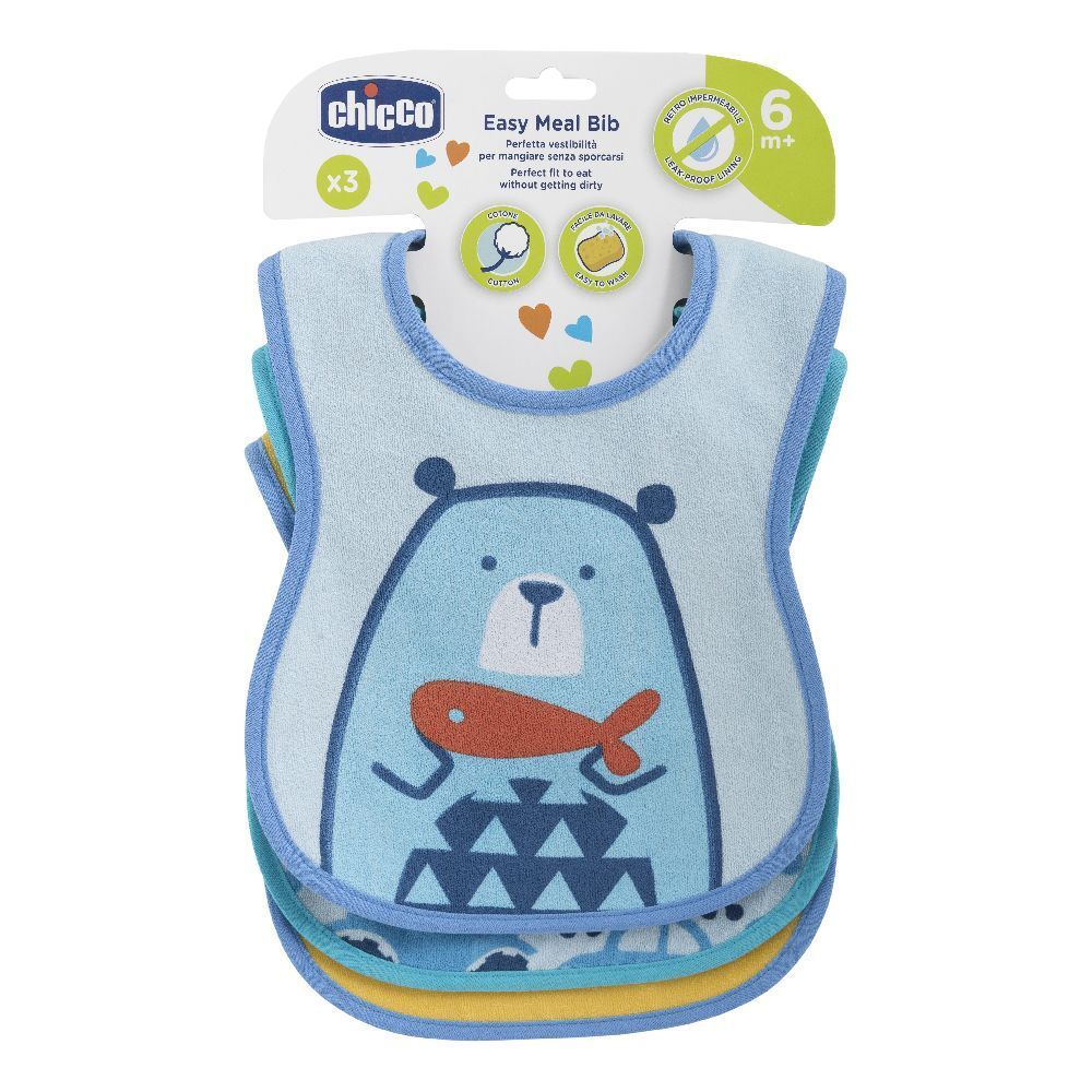 Chicco Bavaglini Pappa 6M+ 3pz Azzurro