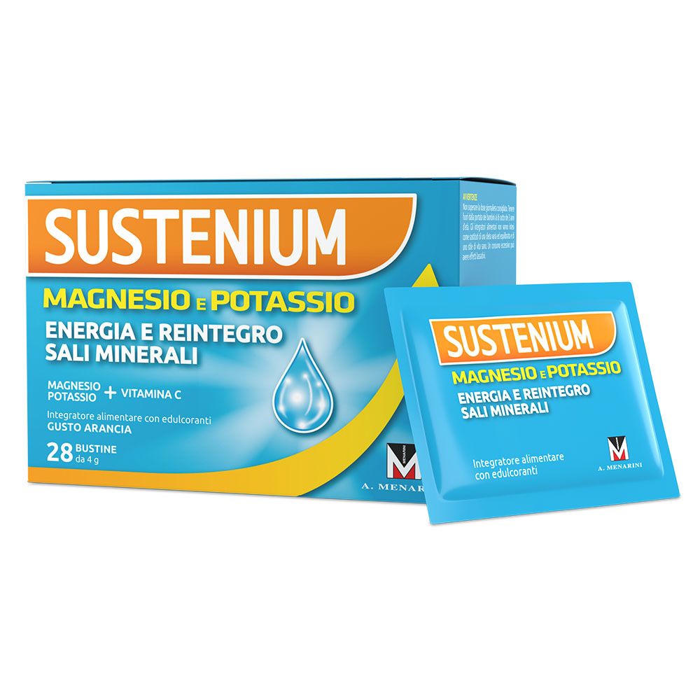 Sustenium Magnesio e Potassio | Integratore alimentare con aggiunta di Vitamina C  28 bustine