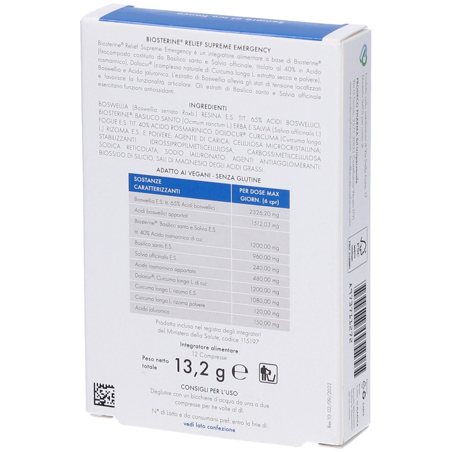 Biosterine Relief Supreme Emergency 12 Compresse