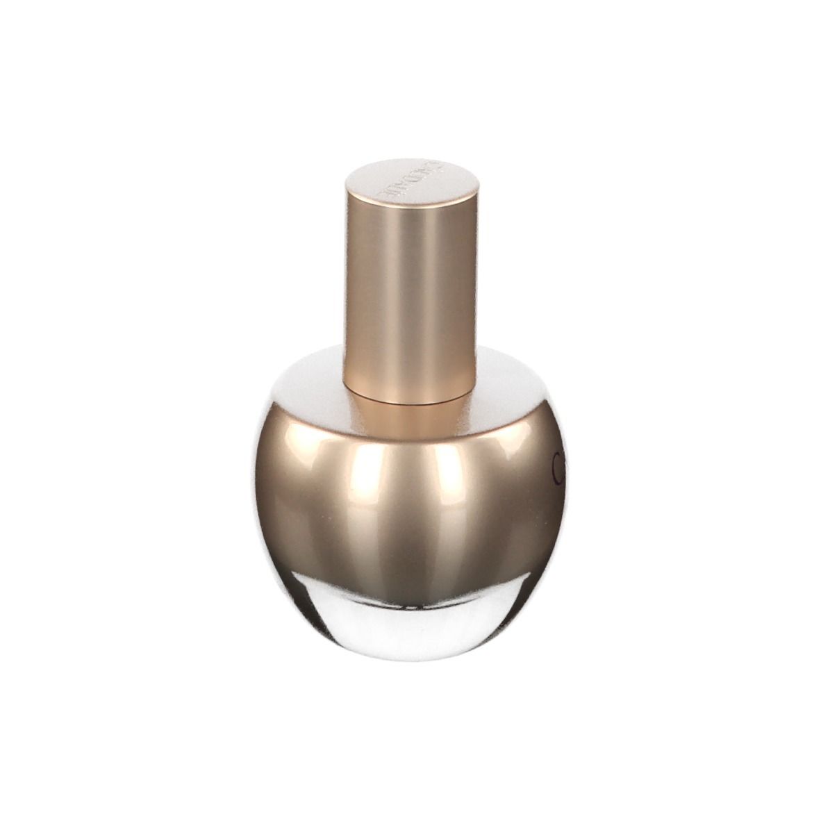Flacone di siero. Flacone dorato con scritta CAUDALIE Premier Cru. Sfondo bianco.