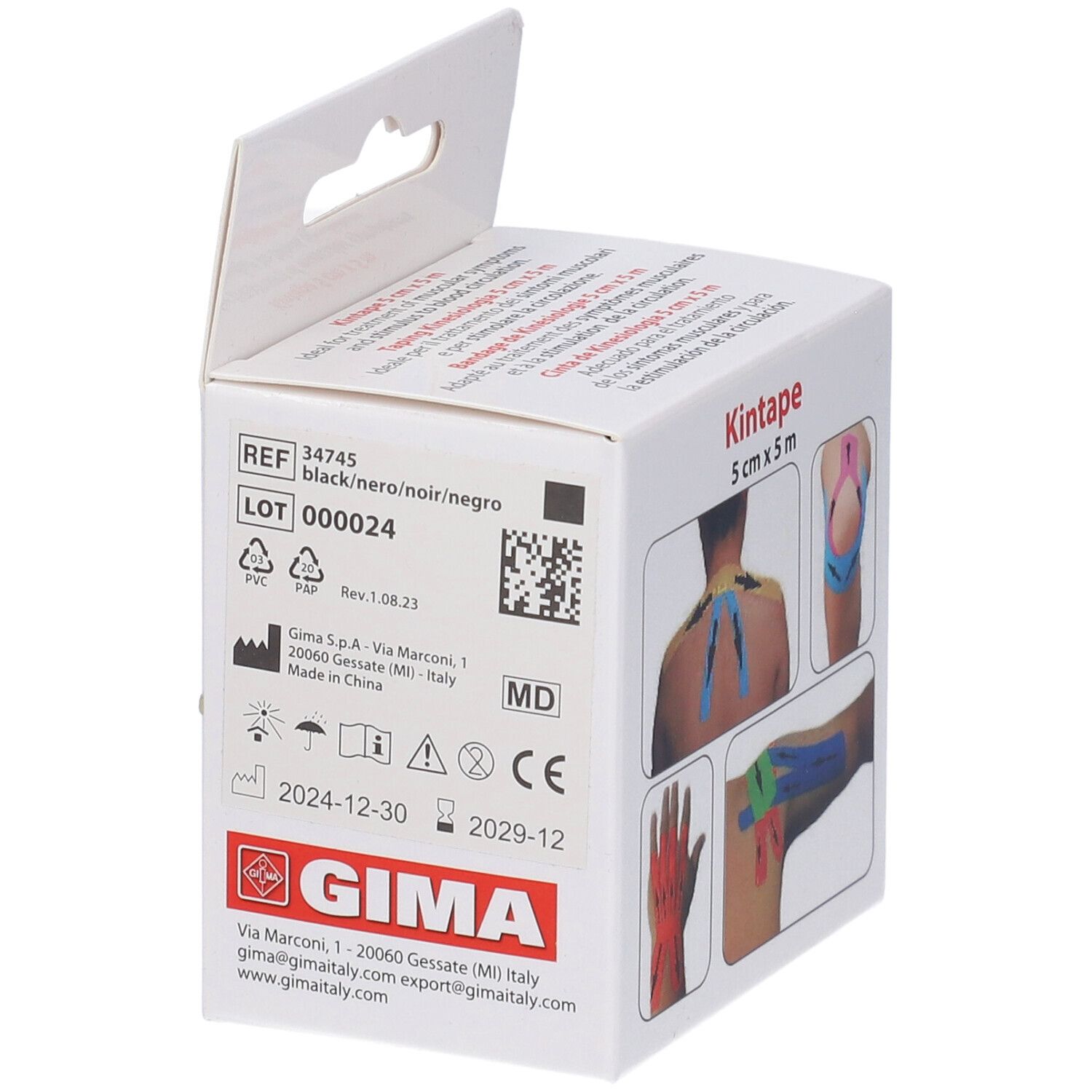 GIMA Taping Kinesiologia 5 M X 5 Cm - Nero