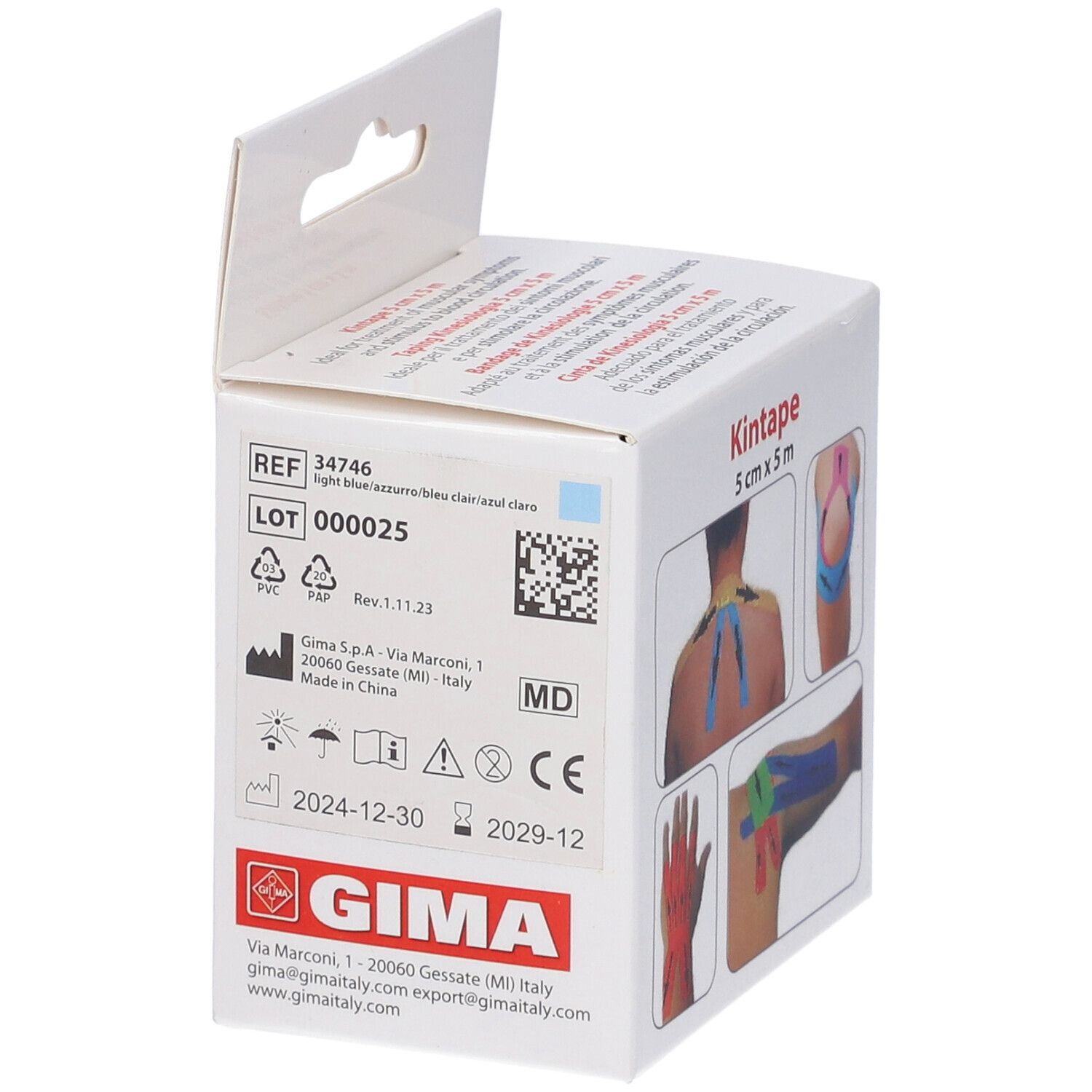 GIMA Taping Kinesiologia 5 M X 5 Cm - Azzurro