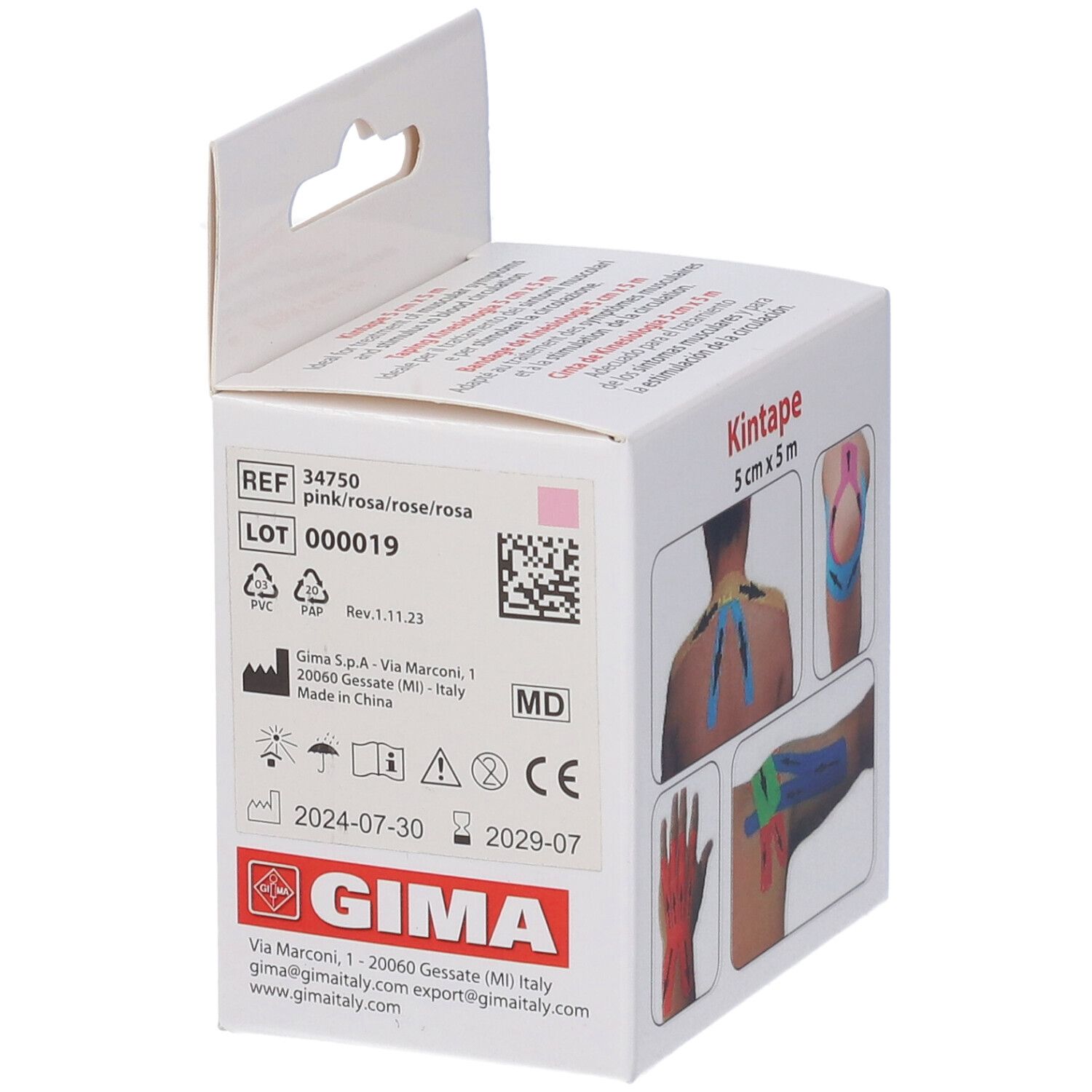 GIMA Taping Kinesiologia 5 M X 5 Cm - Rosa