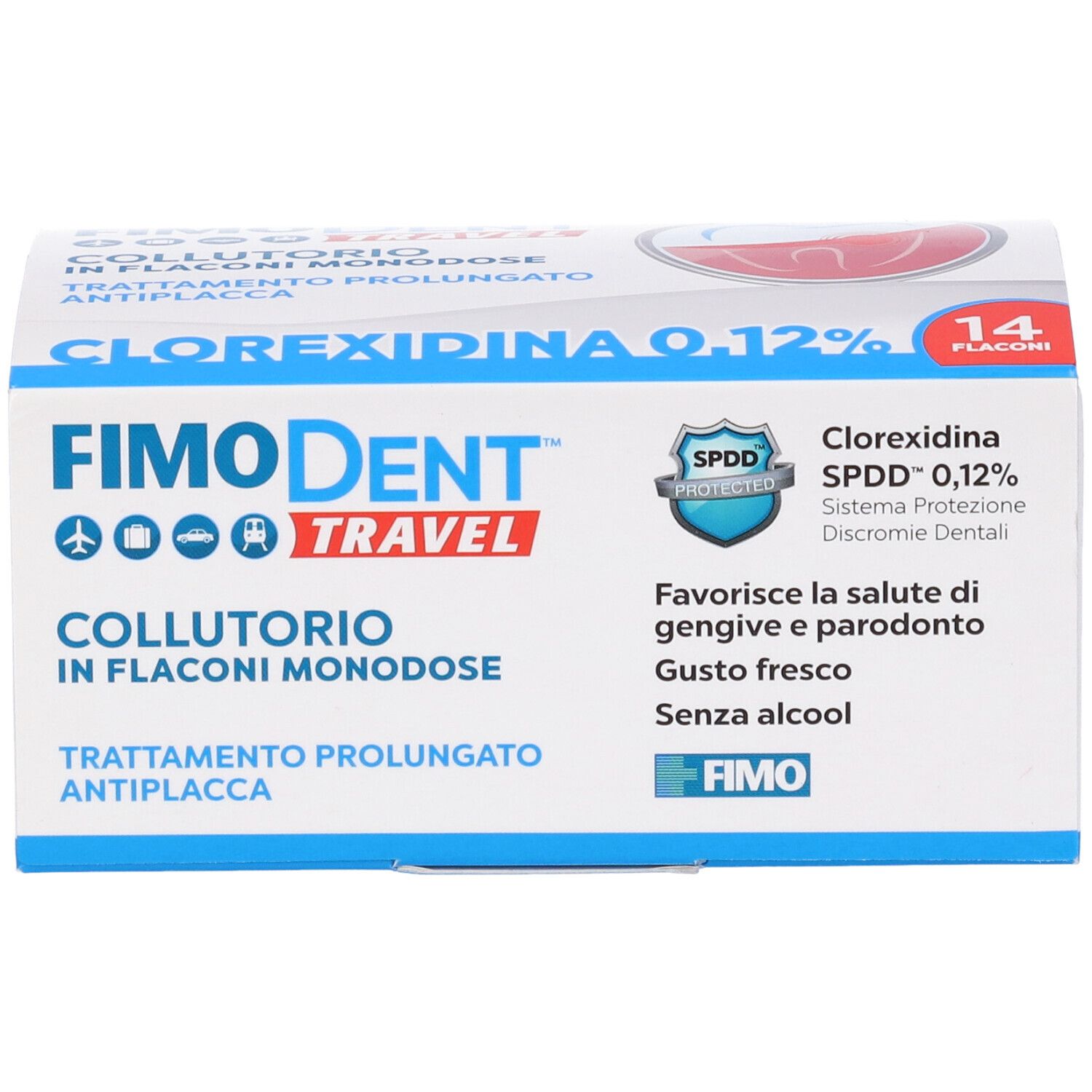 Fimodent Travel Collutorio Clorexidina Spdd 0,12% 14 Flaconcini Monodose 10 Ml