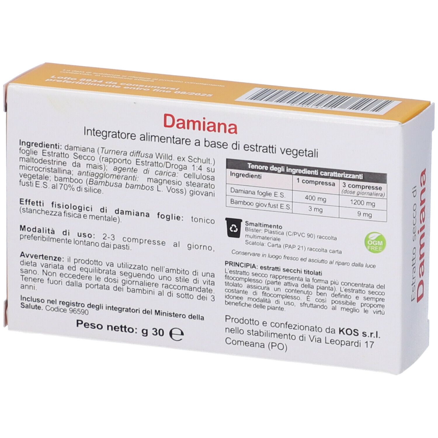 KOS Damiana Estratto Secco Compresse