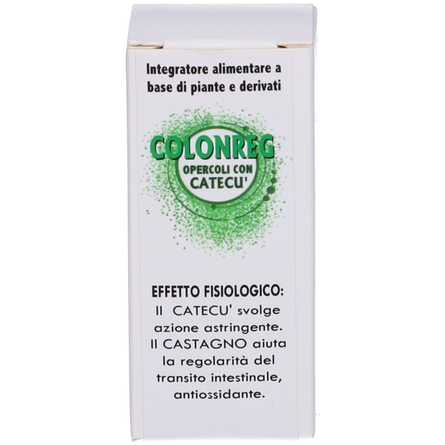 Scatola. Scritta: Colonreg, Opercoli con Catecu'.