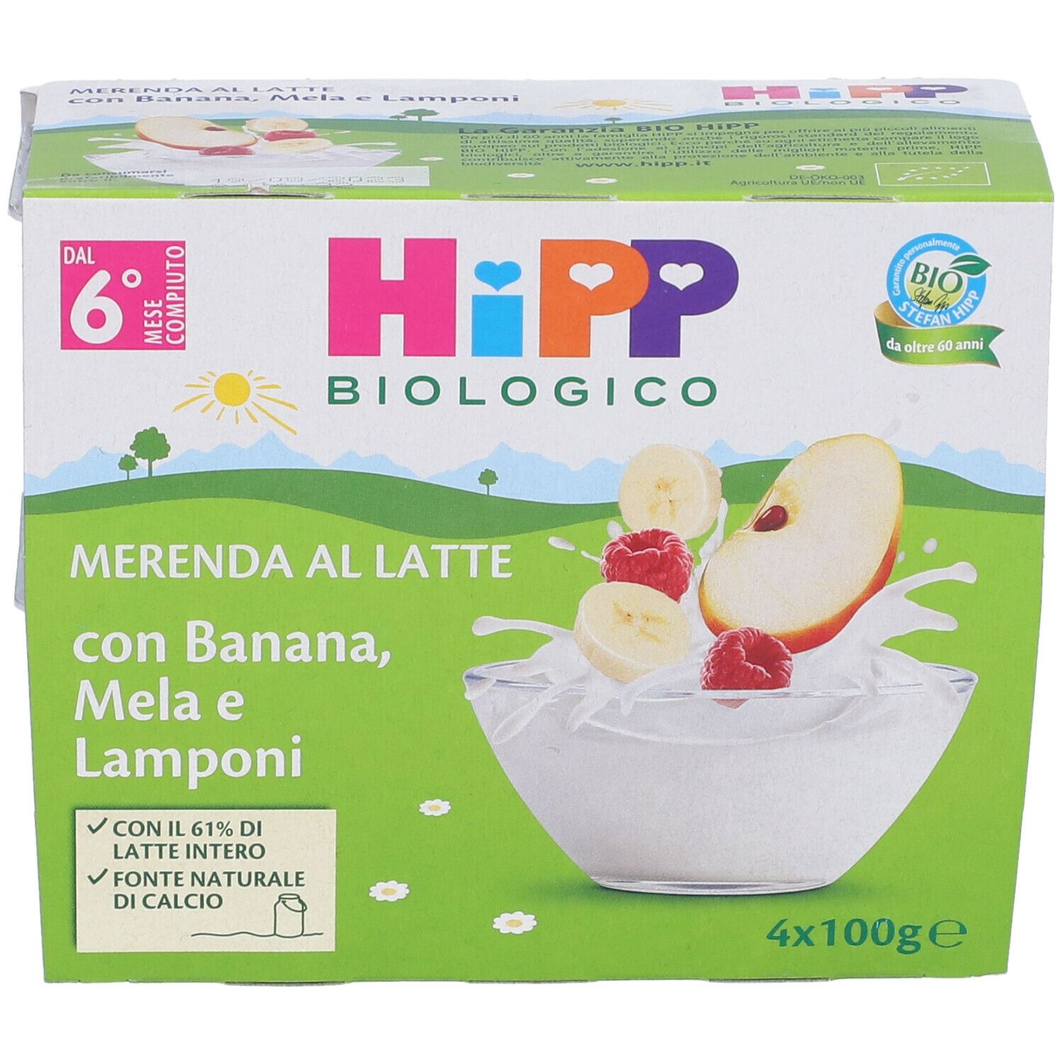 HiPP Biologico Merenda al Latte con Banana, Mela e Lamponi