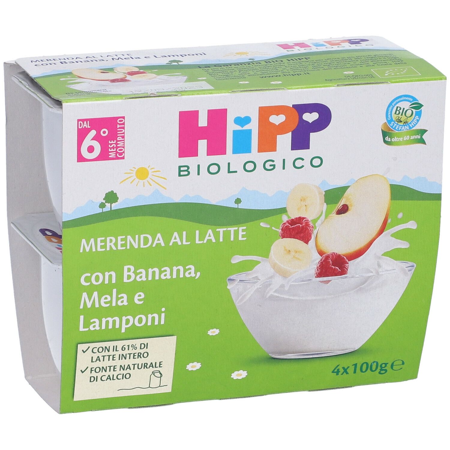 HiPP Biologico Merenda al Latte con Banana, Mela e Lamponi