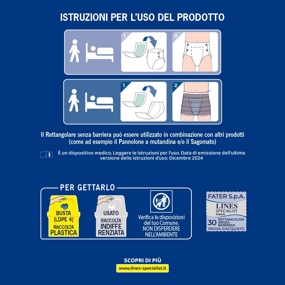 Istruzioni per l'uso Lines Specialist Classic. Istruzioni per lo smaltimento. Dispositivo medico. Dicembre 2024.