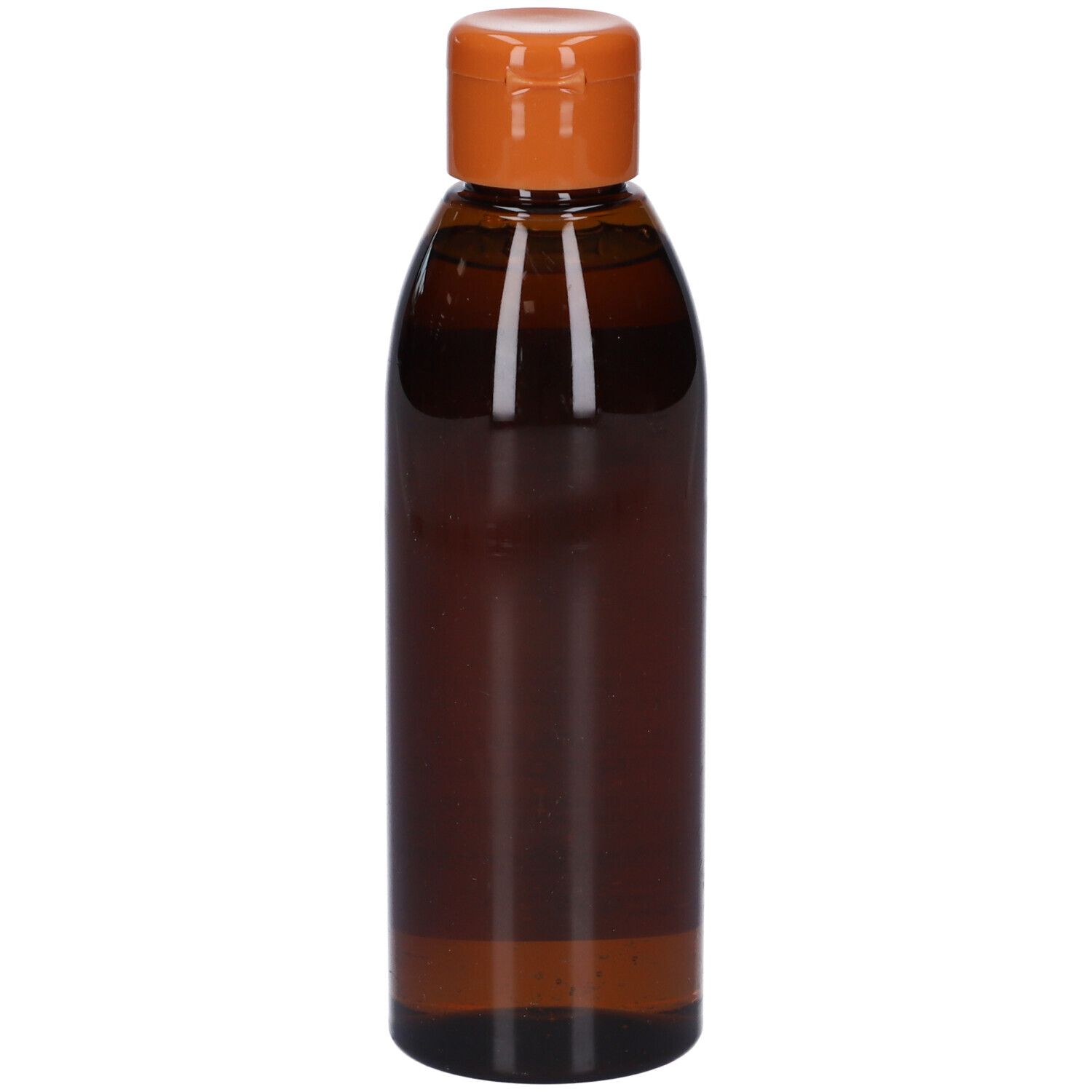 Flacone marrone con tappo arancione. Scritta: Restivoil. Flacone in posizione verticale. Nessun altro dettaglio visibile.