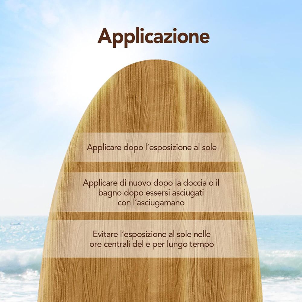 Tavola di legno con testo: Applicazione. Sezioni di testo con istruzioni per l'uso del prodotto.
