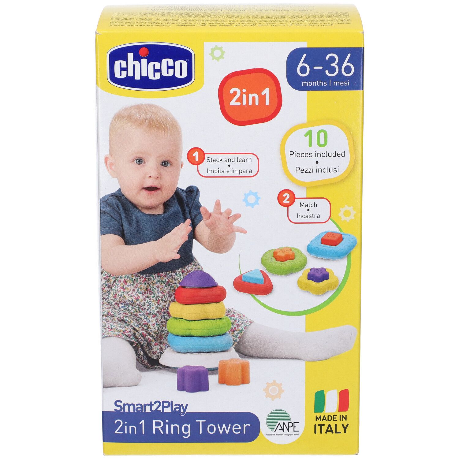 Chicco Gioco 2 In 1 Torre Degli Anelli
