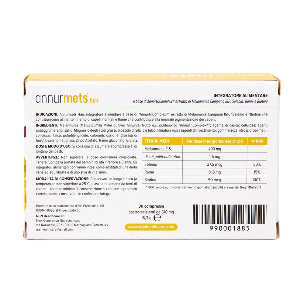 Annurmets Hair: Integratore alimentare per il mantenimento dei capelli sani. Contiene 30 capsule.