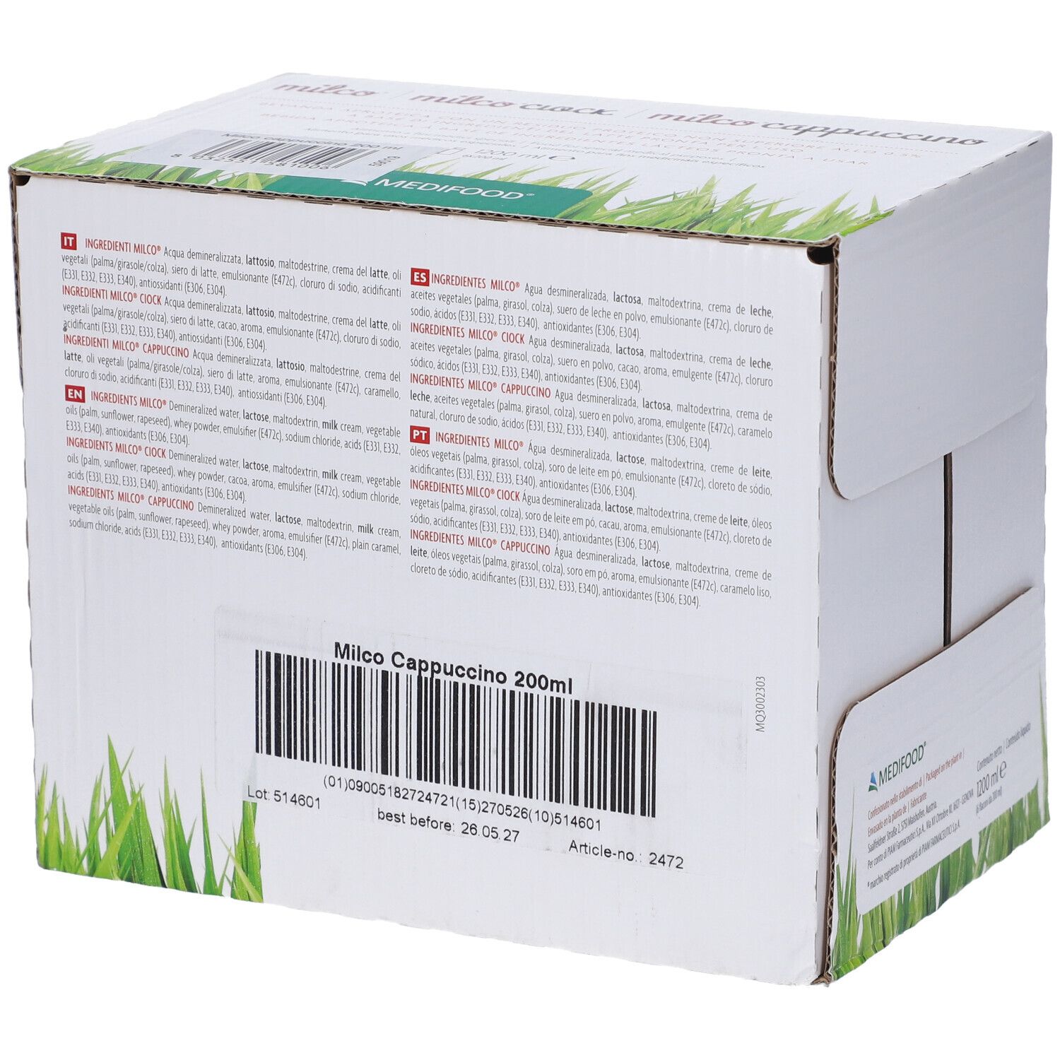 Medifood Milco Bevanda Aproteica Cappuccino 6 X 200 Ml