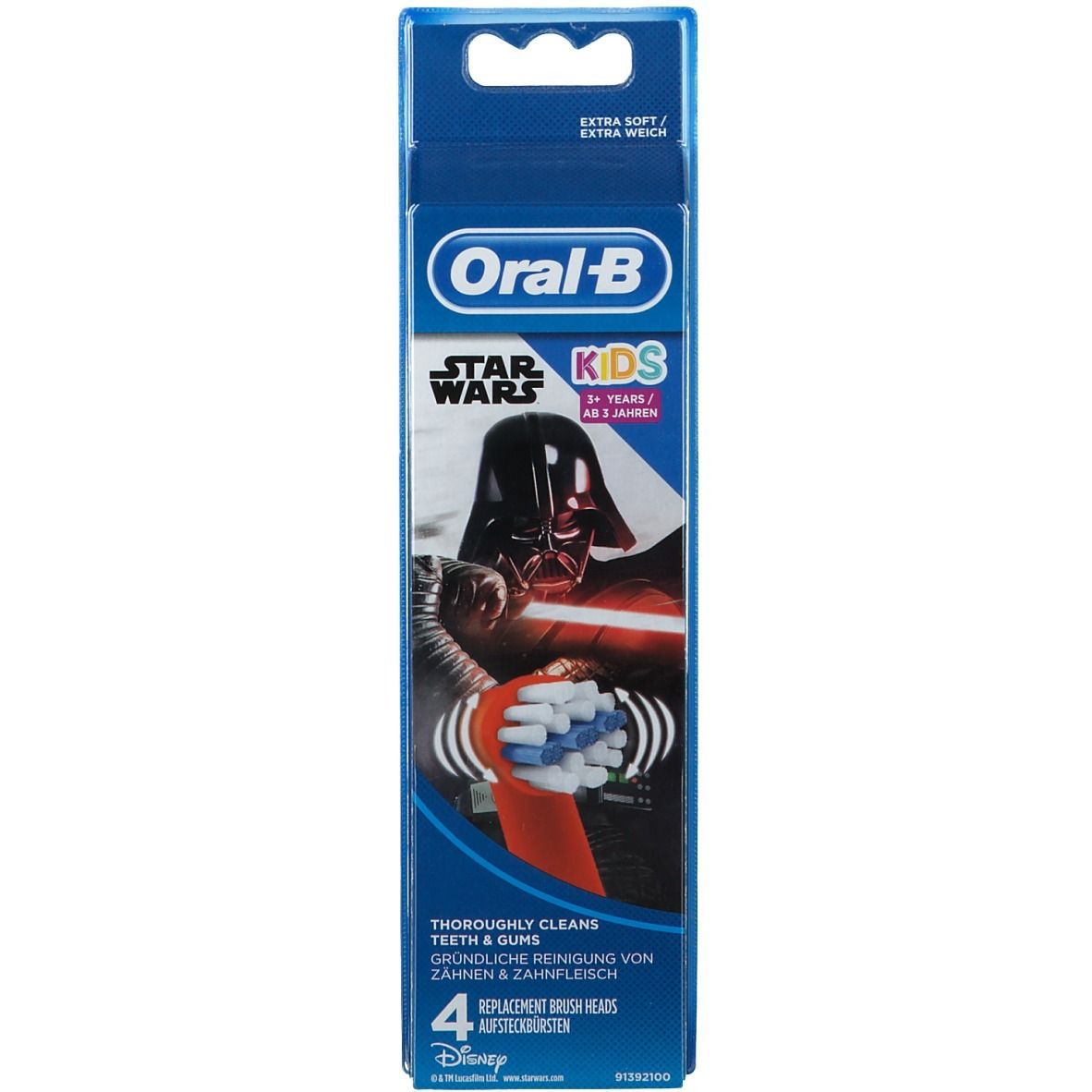 Testine Oral-B Star Wars Kids. Confezione da 4. Illustrazione di Darth Fener. Per bambini dai 3 anni in su.