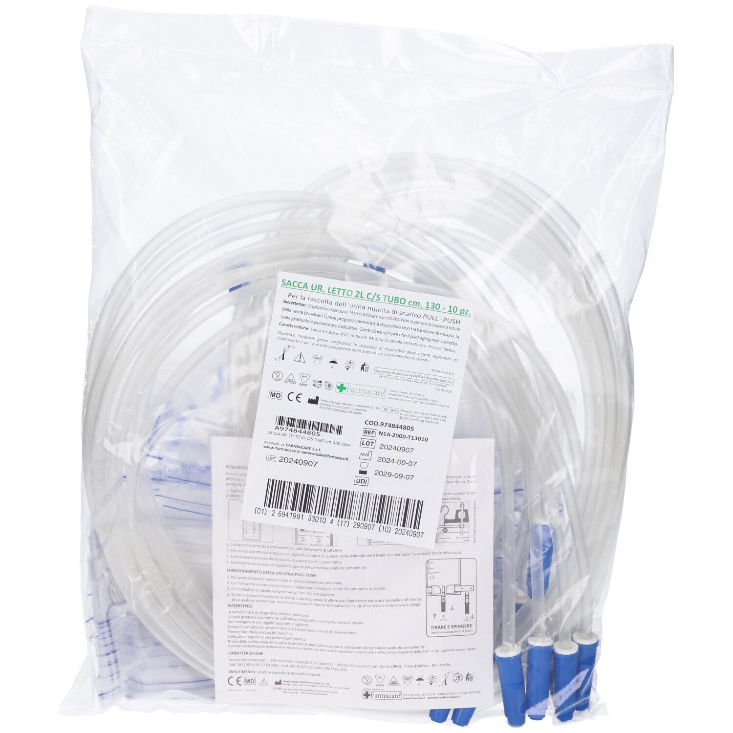 Farmacare Sacca Raccolta Urina con Scarico 2 Litri - Tubo 130 cm