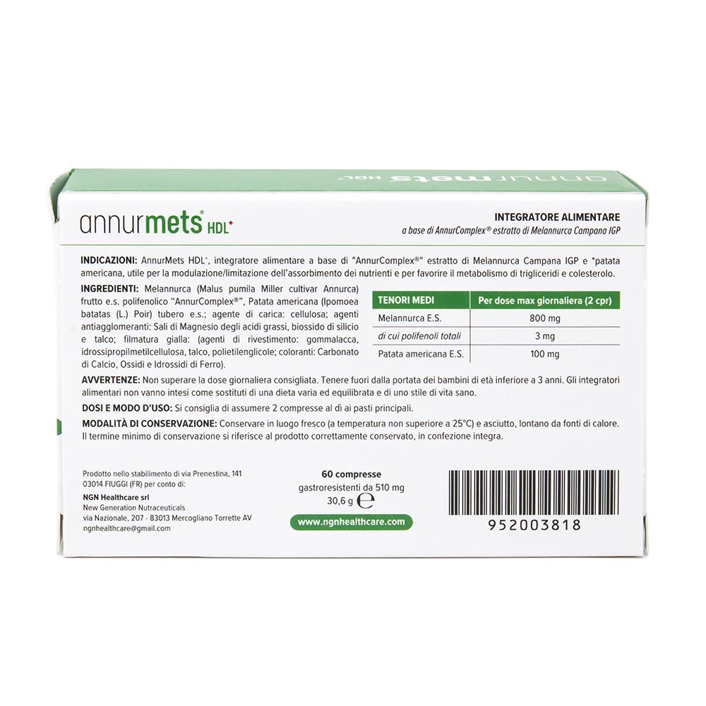 Confezione Annurmets HDL+ con tabella nutrizionale e ingredienti.