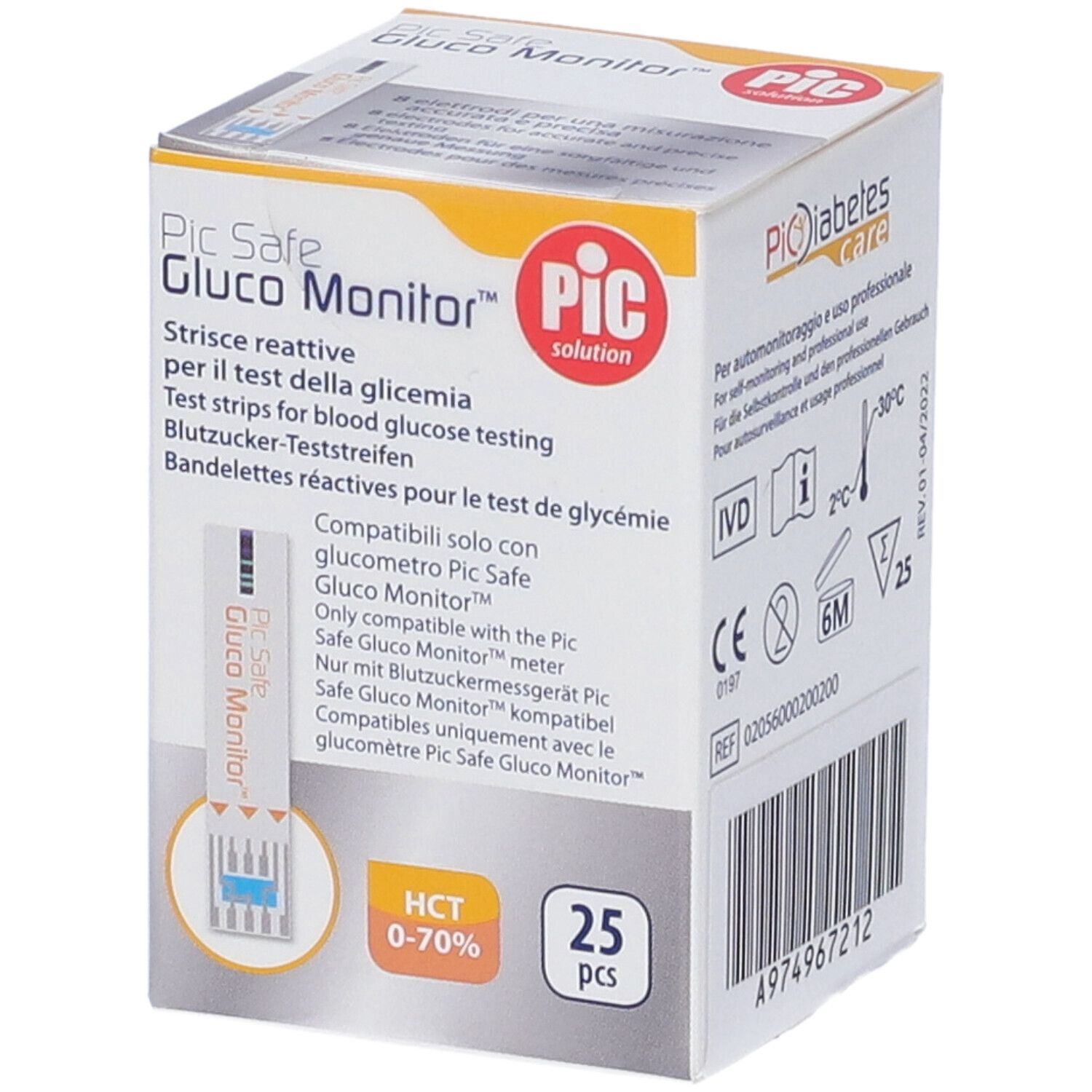 PIC Strisce Test Glicemia per Pic Safe Gluco Monitor 25 Pezzi