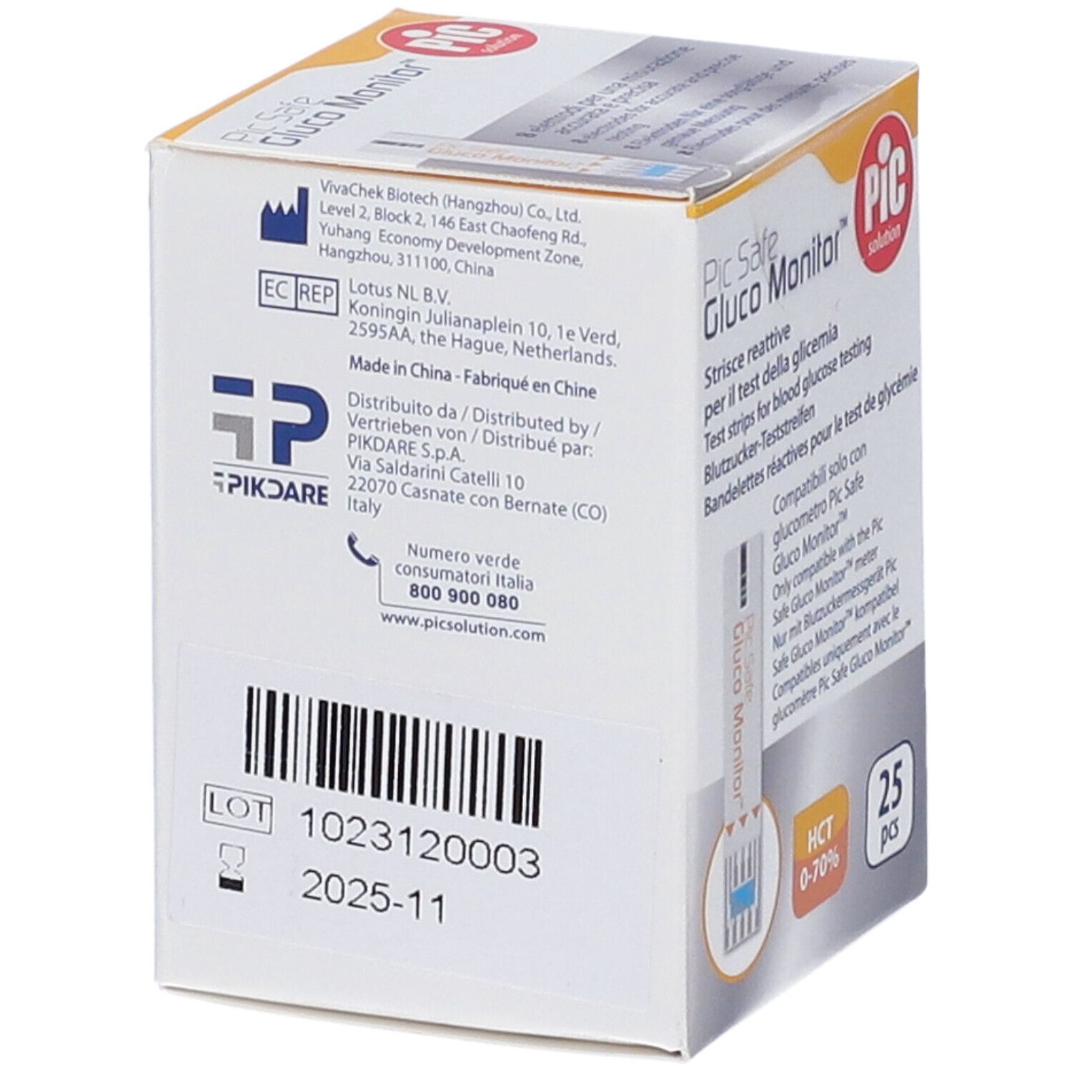 PIC Strisce Test Glicemia per Pic Safe Gluco Monitor 25 Pezzi