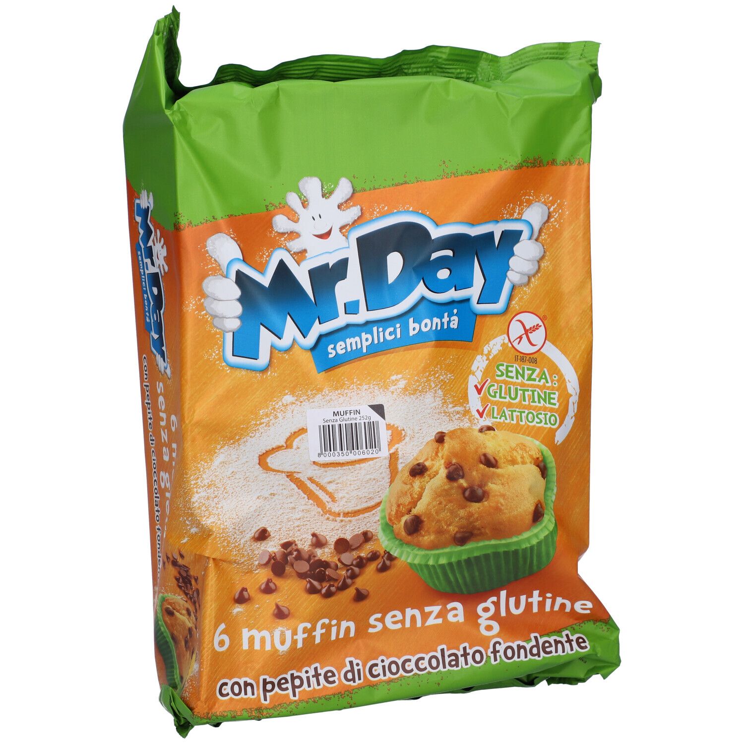 Mr. Day 6 Muffin Senza Glutine Con Pepite Di Cioccolato Fondente 6x42 g