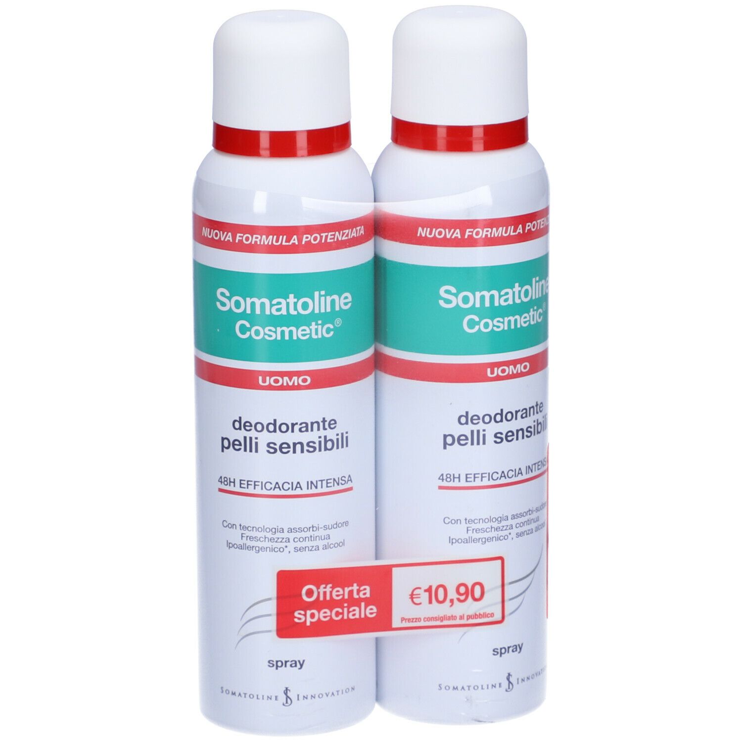 Somatoline Cosmetic® Deodorante Spray Pelli Sensibili Uomo, Duo Pack