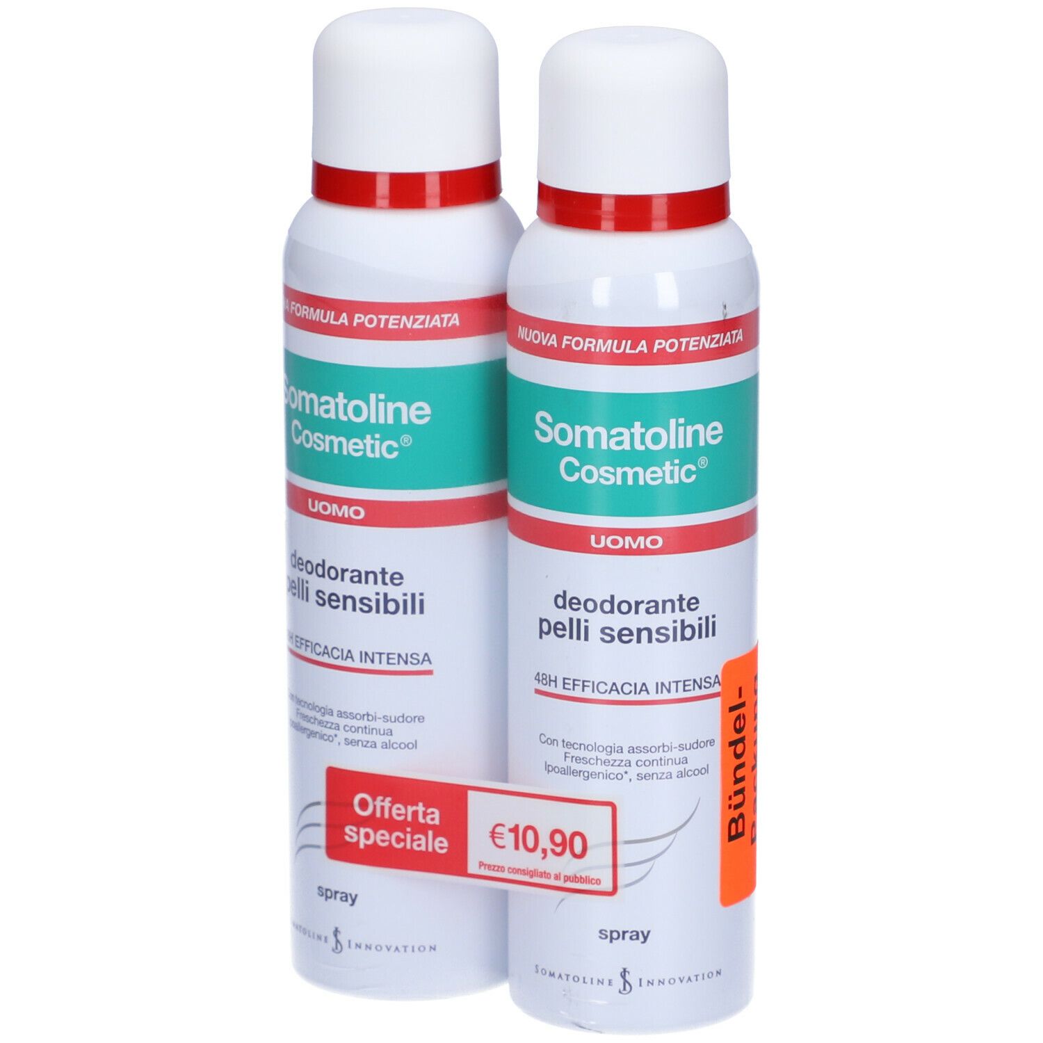 Somatoline Cosmetic® Deodorante Spray Pelli Sensibili Uomo, Duo Pack