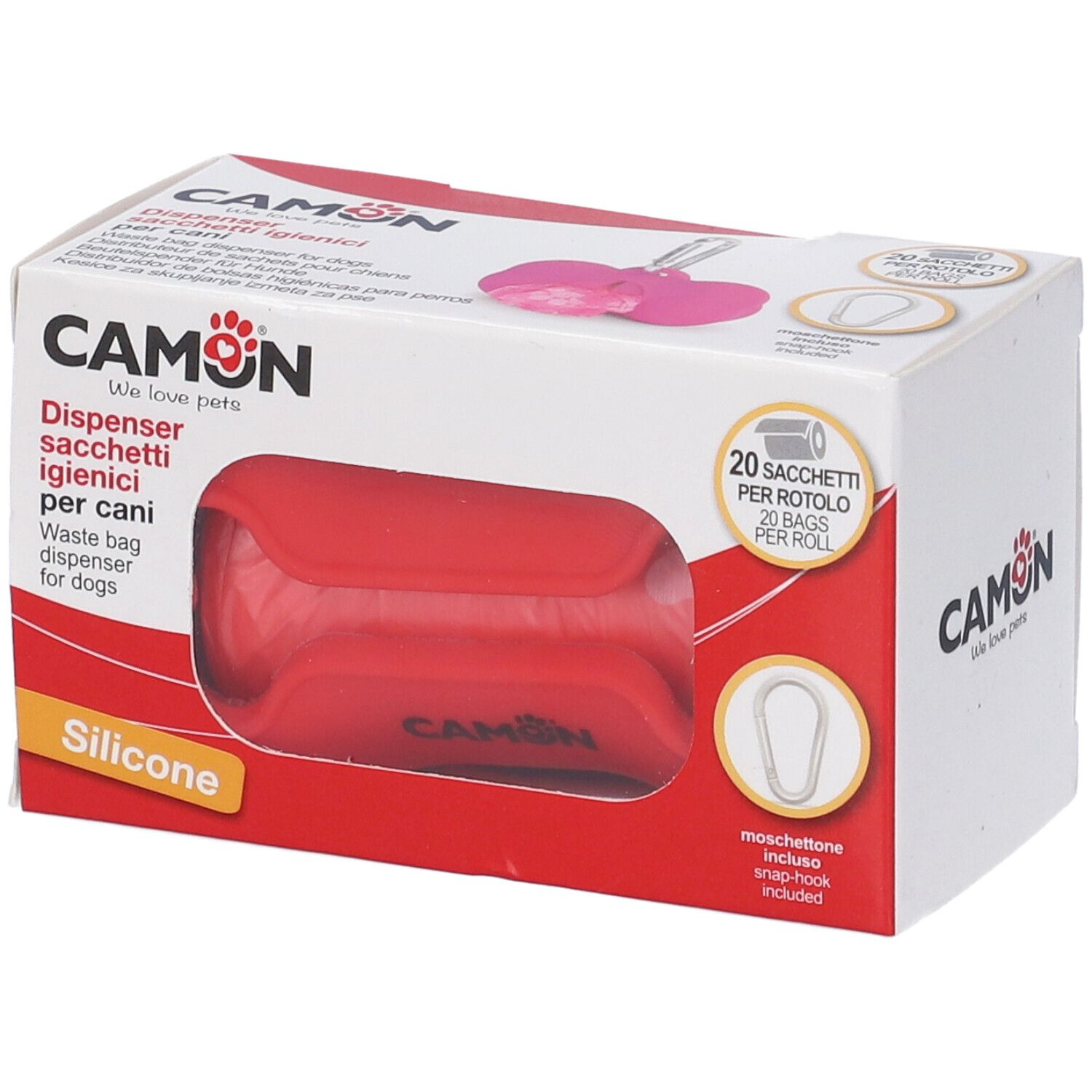 Dispenser Silicone C/1X20 Sacchetti Rosso