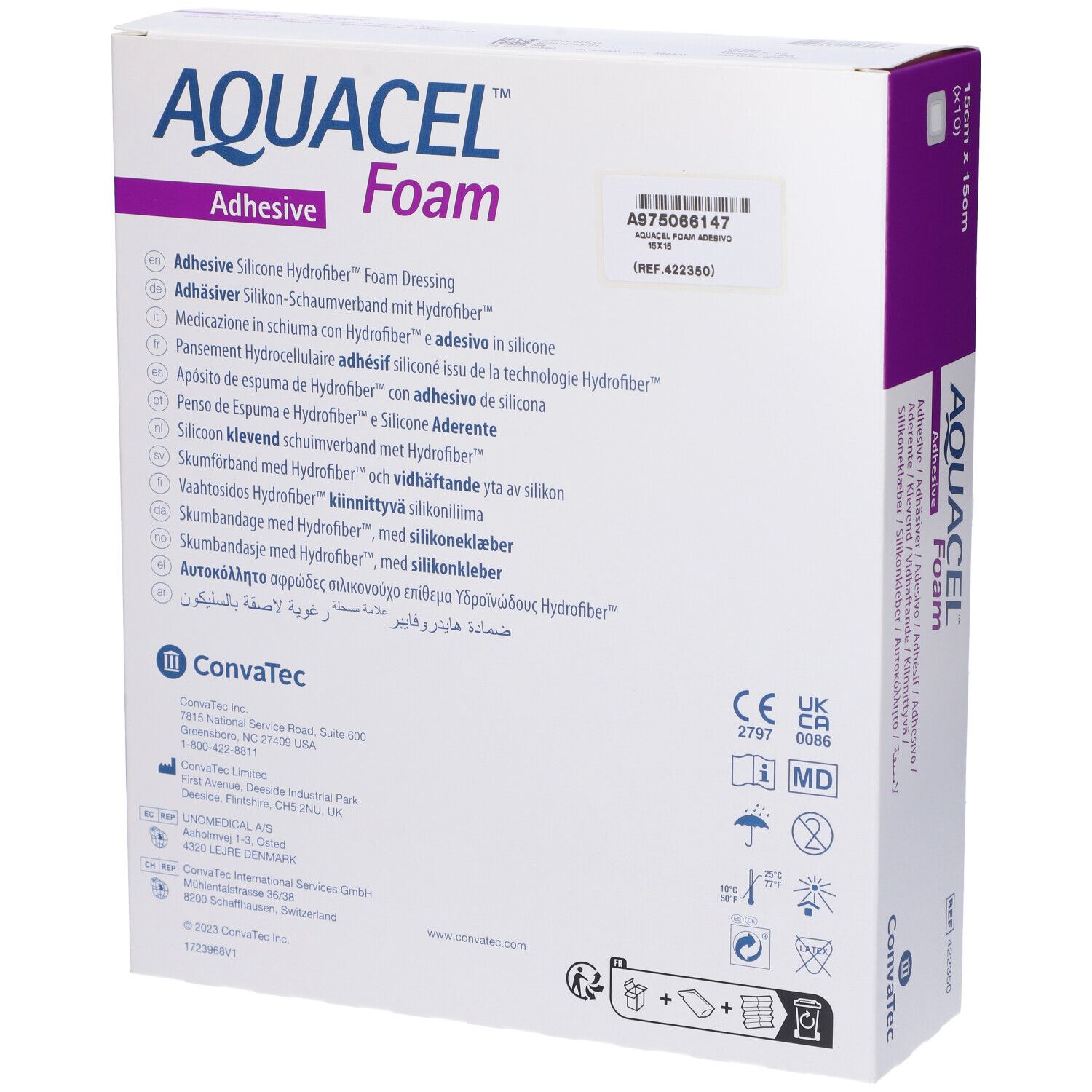 ConvaTec Aquacel Foam Medicazione Sterile Adesiva 15 x 15 cm