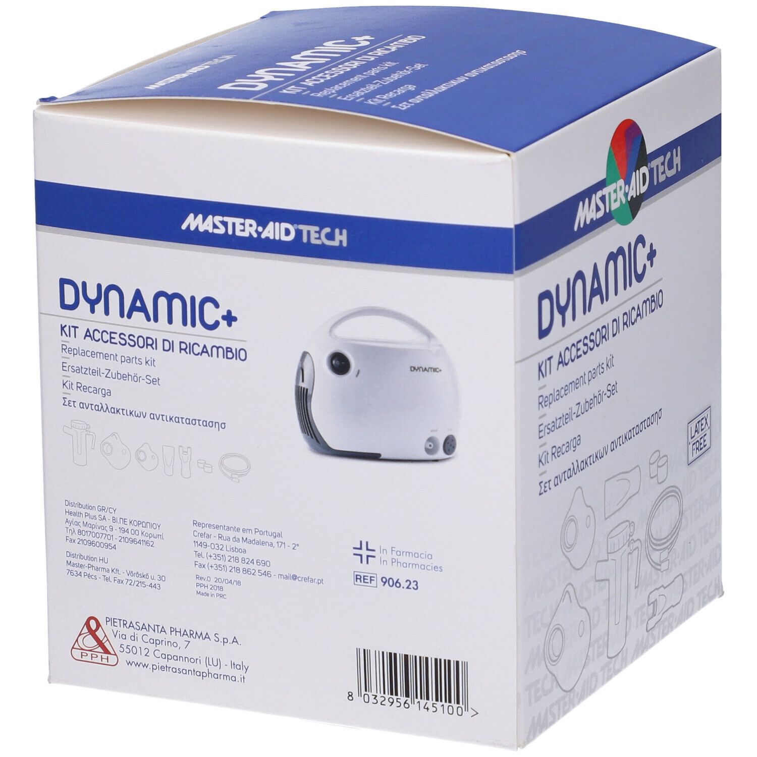 Confezione con nome prodotto Dynamic+ e logo. Contiene un dispositivo. Senza lattice.