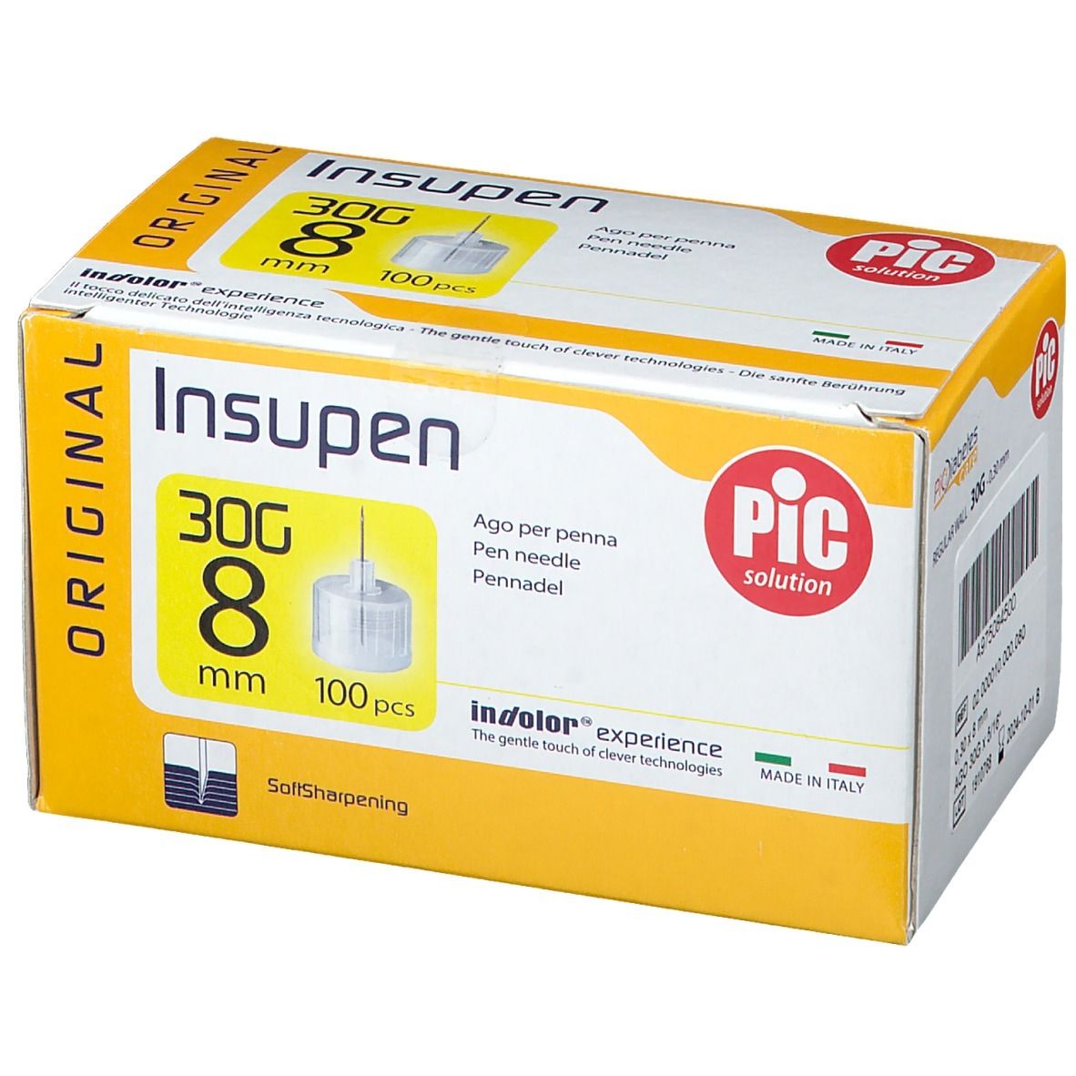 Confezione di aghi per penna Insupen Original, 30G, 8mm, 100 pezzi.