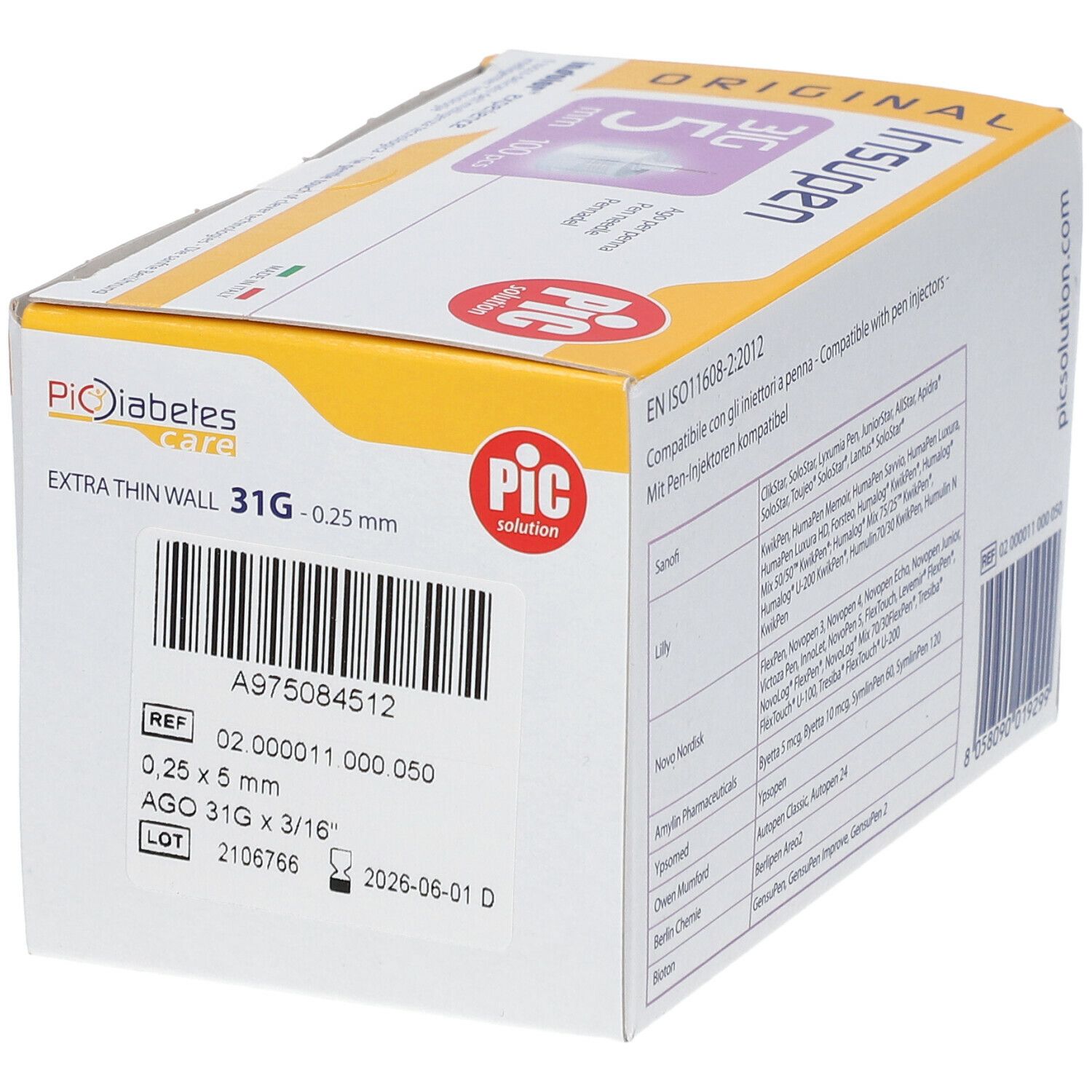 Pic Insupen Original Ago Per Penna 31G 5 mm