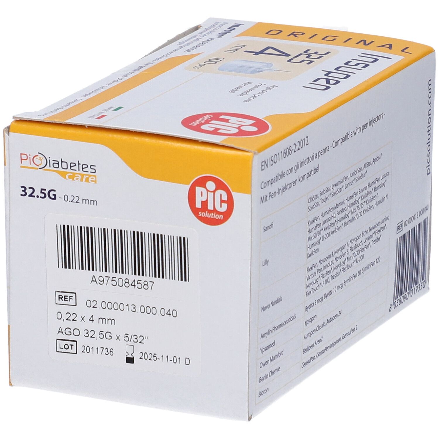 PIC Ago Per Penna Insupen Orginal Gauge 32,5x4 mm