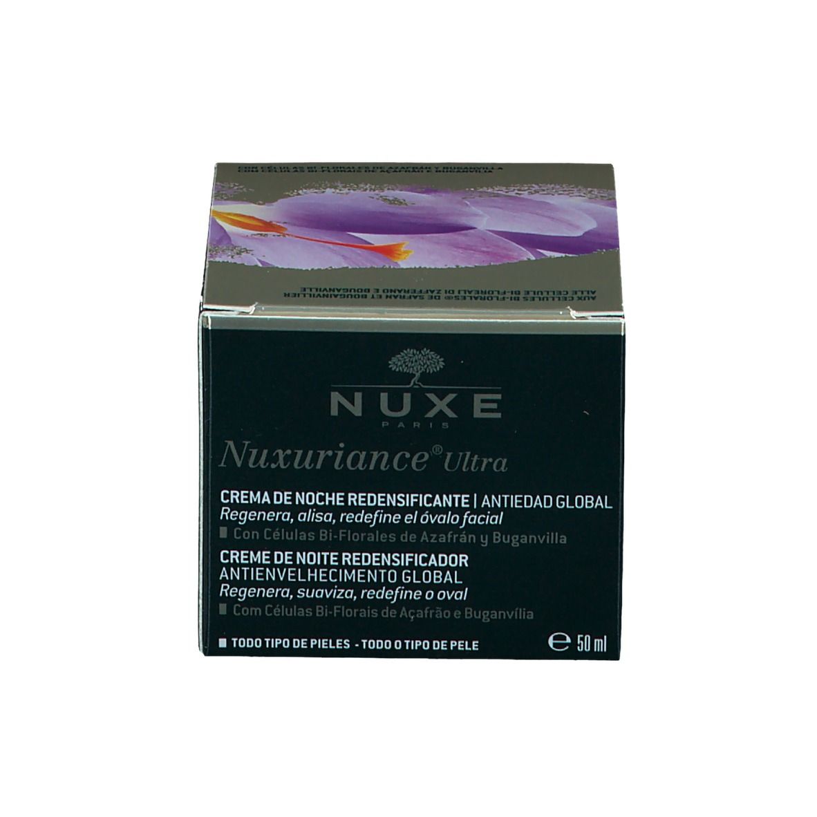 Confezione del prodotto con scatola. Scritta: NUXE, Nuxuriance Ultra, crema notte.