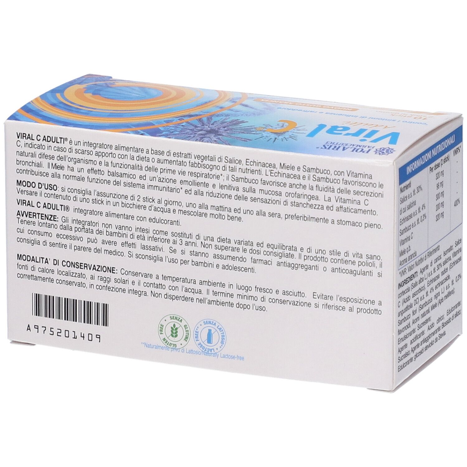 Confezione di integratore alimentare con estratti vegetali e Vitamina C.
