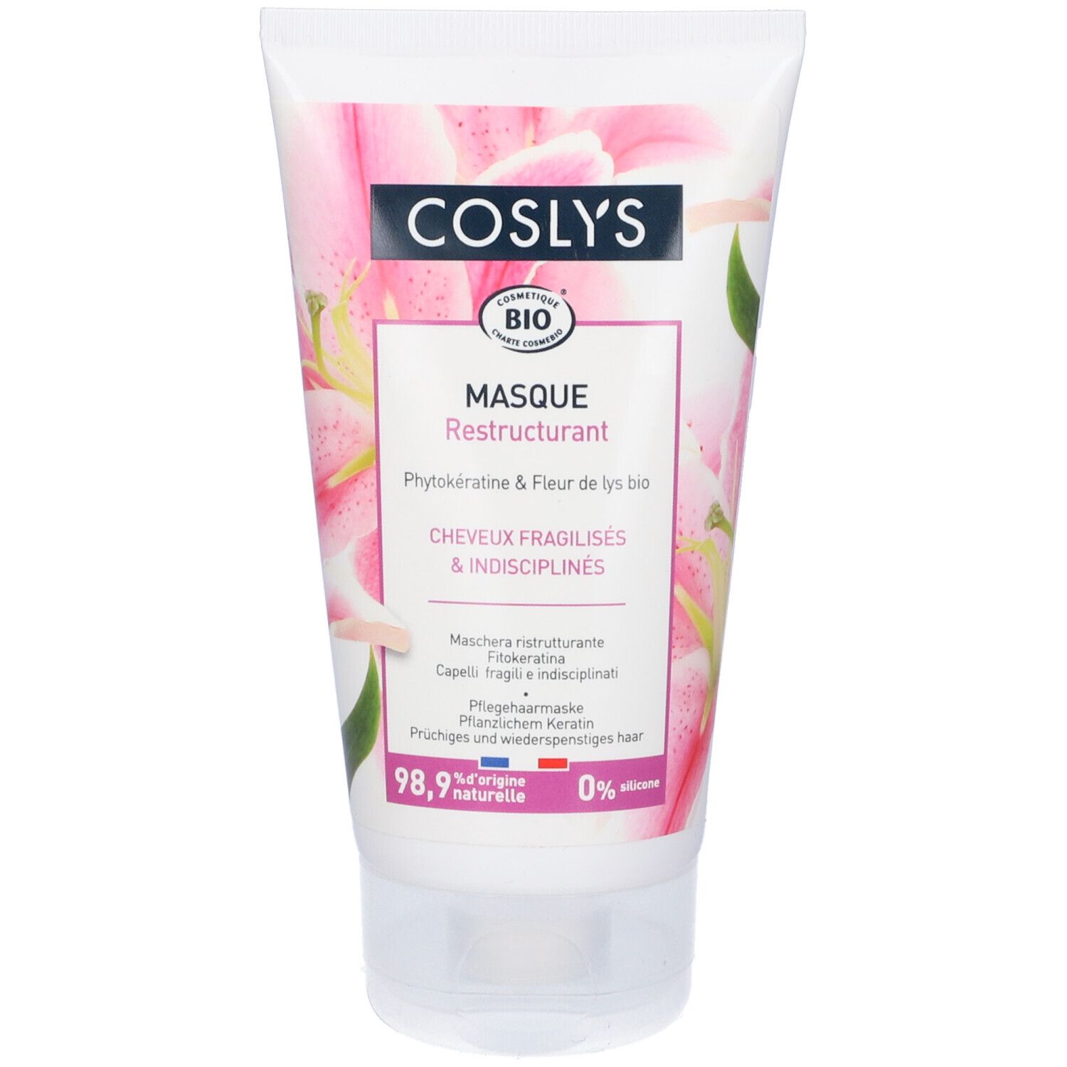 Coslys Maschera Ristrutturante Per Capelli Deboli E Fragili Con Fiori Di Giglio E Cheratina Vegetale Bio