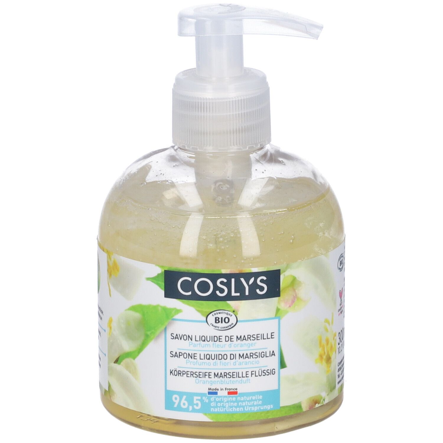 Coslys Sapone Liquido Di Marsiglia Ai Fiori D'Arancio Bio 300 Ml