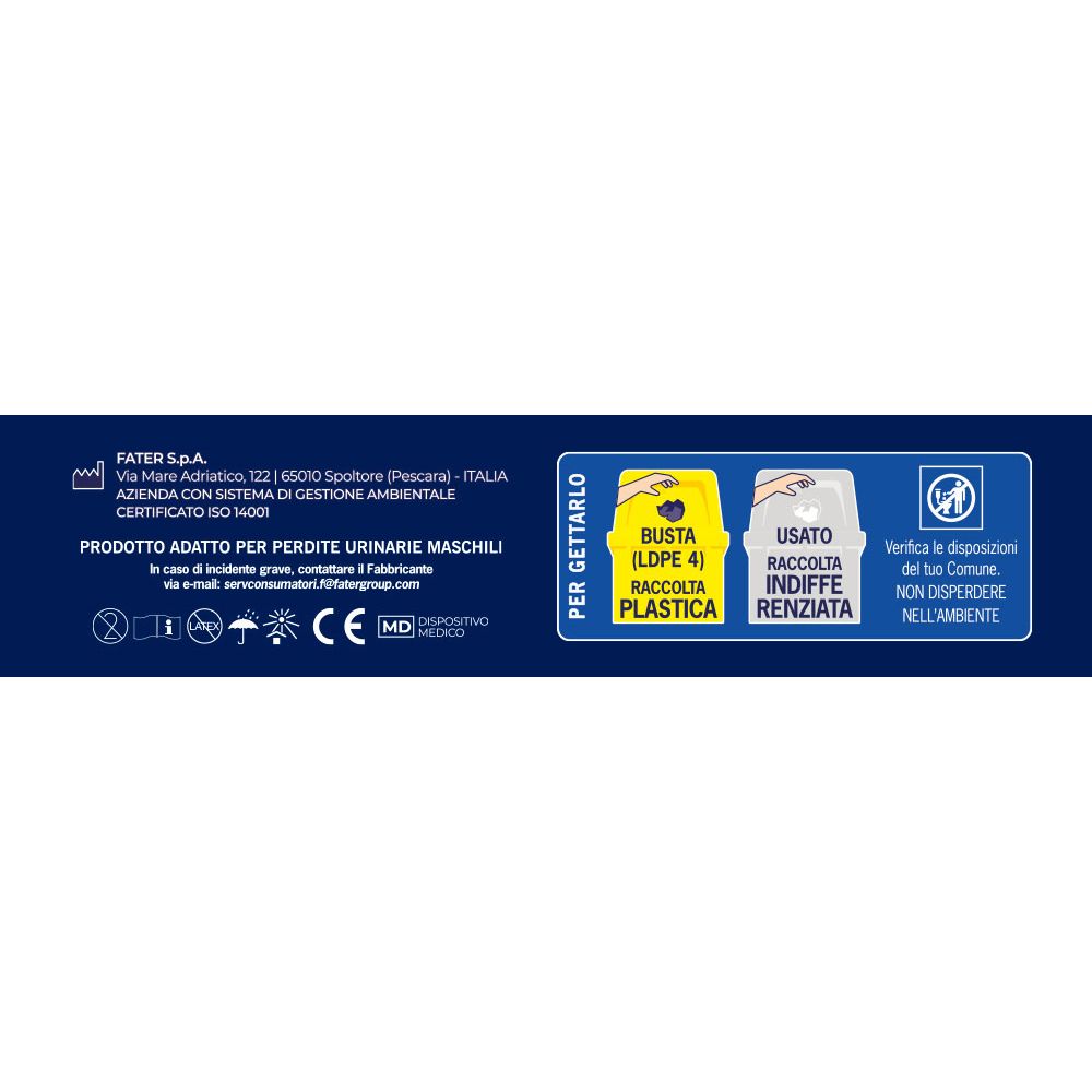 Informazioni sullo smaltimento. Bidone giallo per plastica. Bidone grigio per rifiuti indifferenziati. Non disperdere nell'ambiente.