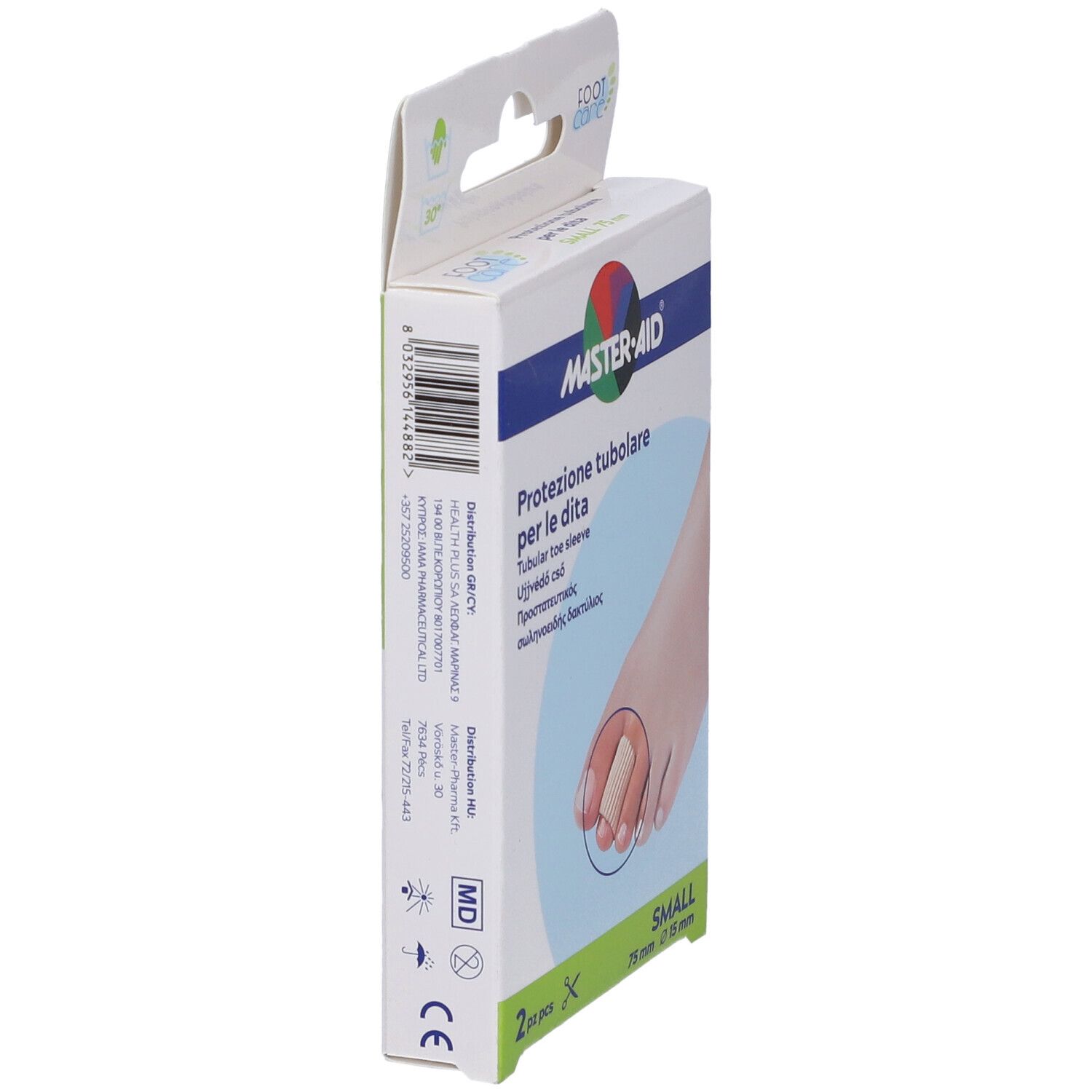 Protezione Tubolare In Gel Master-Aid Footcare Elasticizzato Small 7,5 Cm 15 Mm 2 Pezzi C4