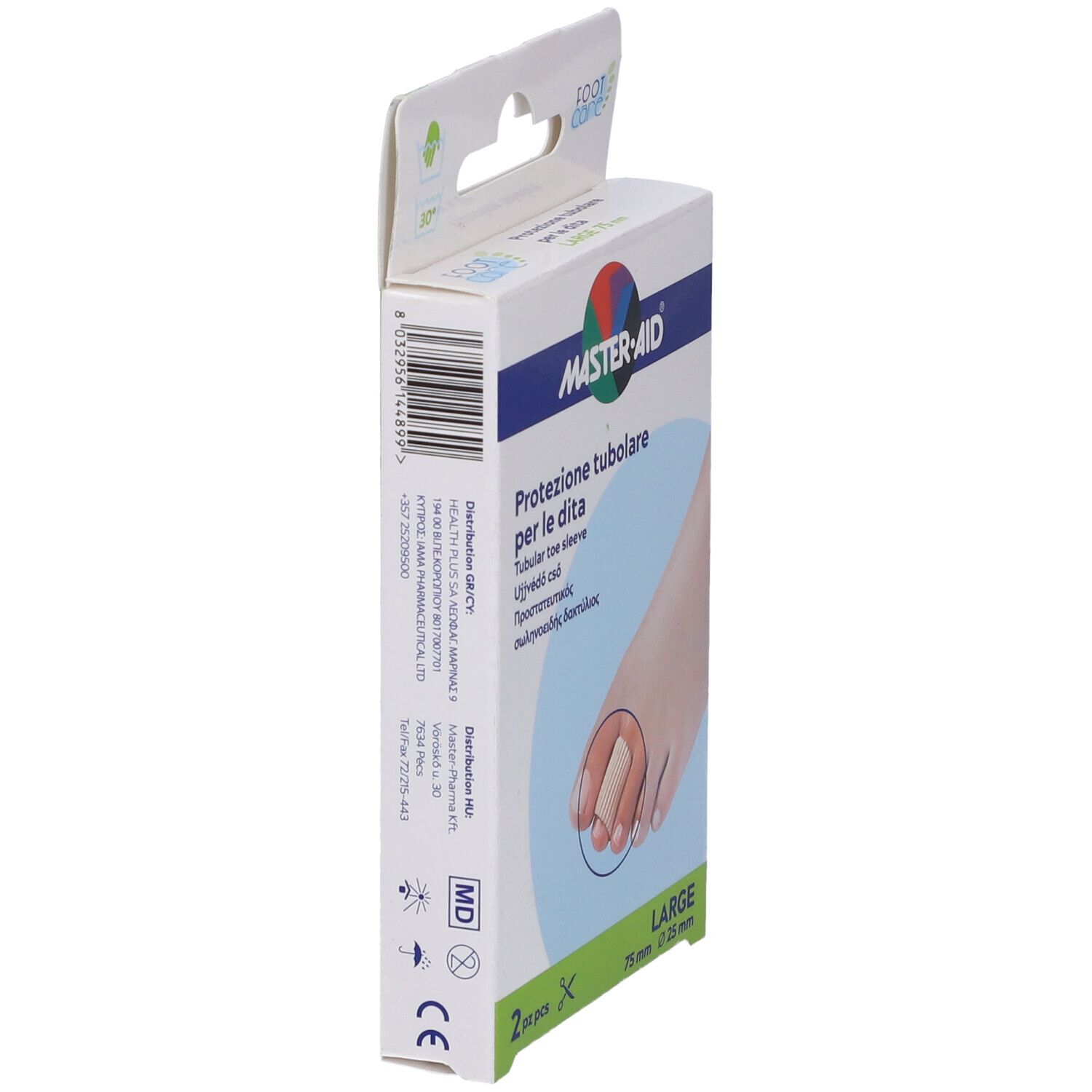 Protezione Tubolare In Gel Master-Aid Footcare Elasticizzato Large 7,5 Cm 20 Mm 2 Pezzi C5