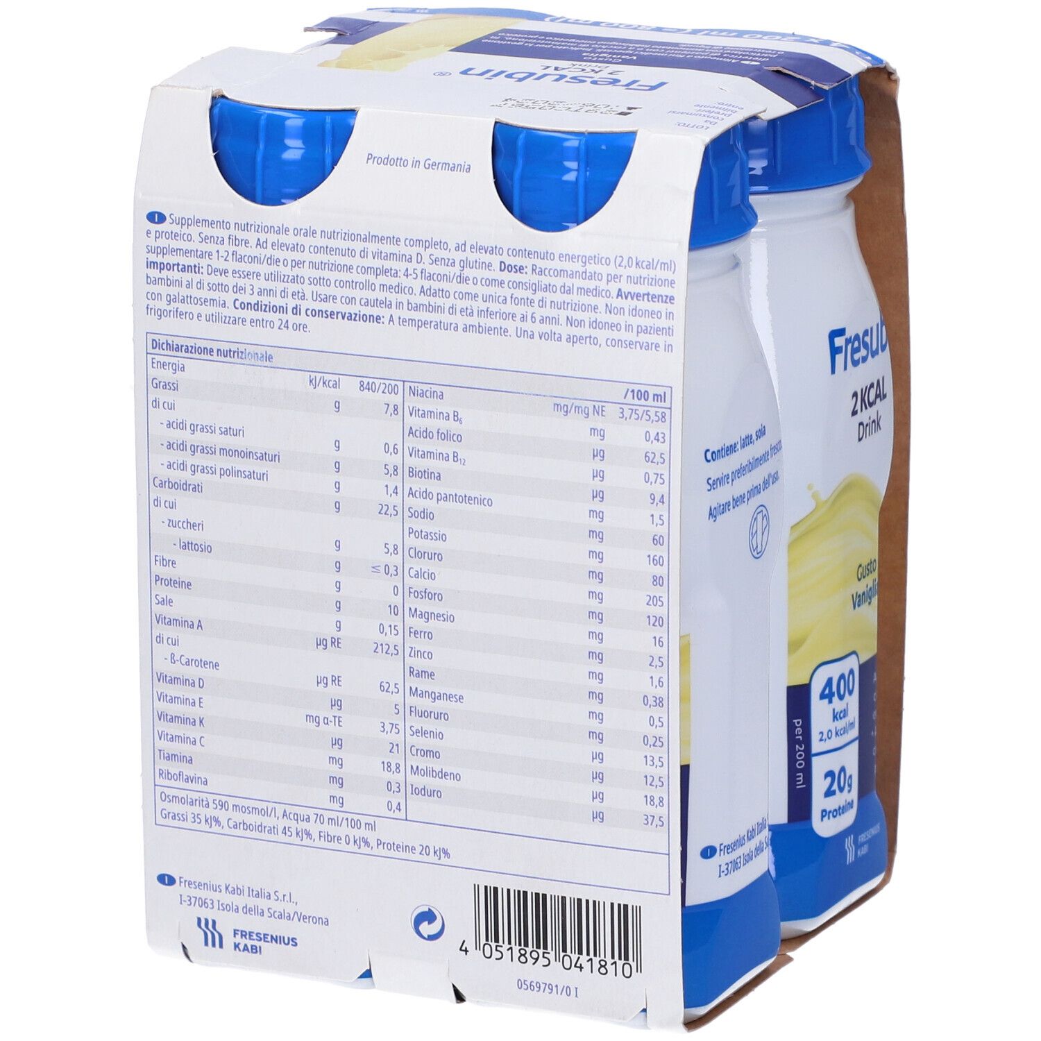 Fresubin 2 Kcal Drink Vaniglia 4 Flaconi X 200 Ml