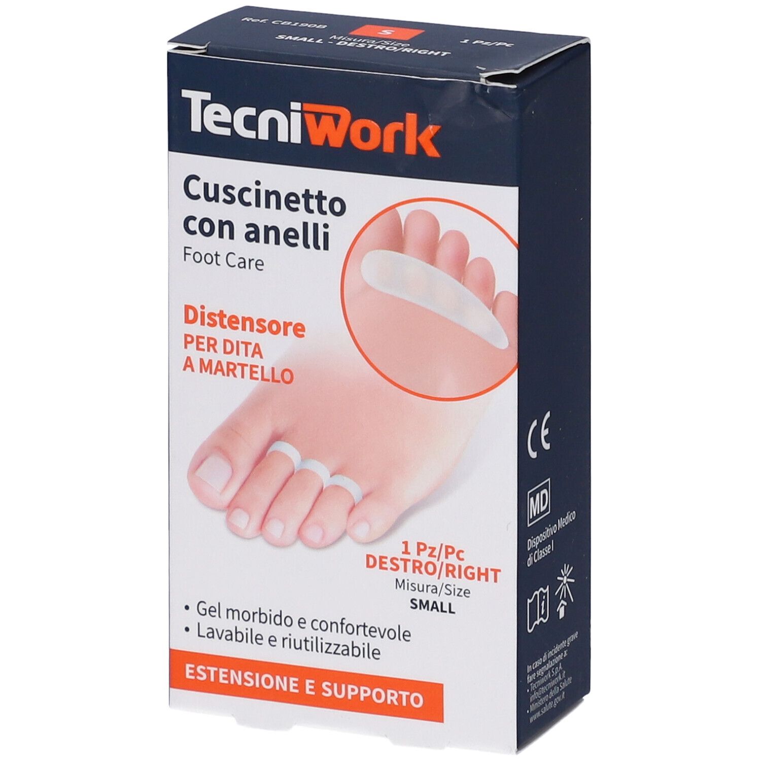 Tecniwork Cuscinetto Distensore per Dita a Martello - Piede Destro Misura S