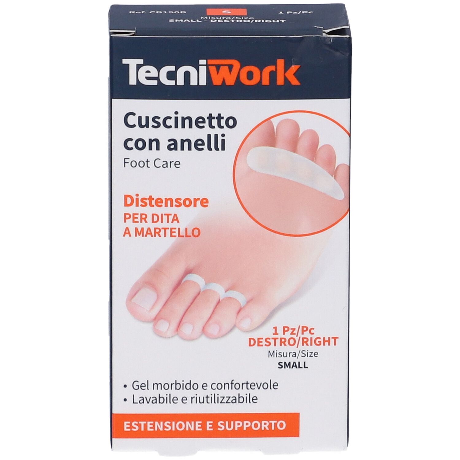 Tecniwork Cuscinetto Distensore per Dita a Martello - Piede Destro Misura S
