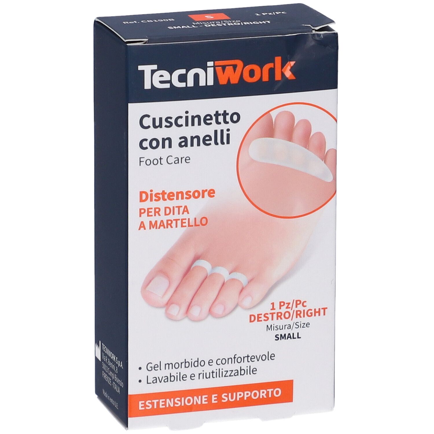 Tecniwork Cuscinetto Distensore per Dita a Martello - Piede Destro Misura S