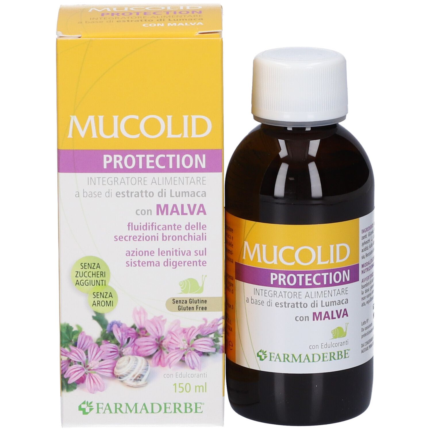 Mucolid Protection, integratore alimentare liquido con malva, 150ml.